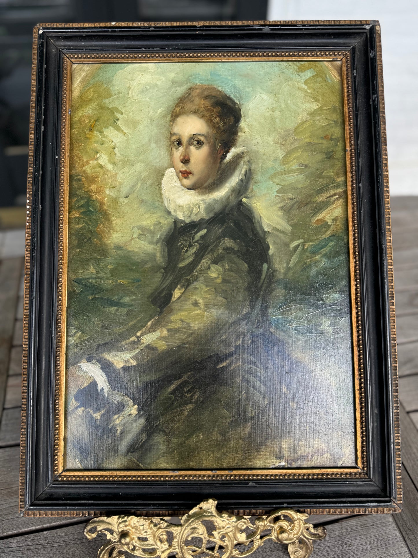 Vintage Oil On Board Framed “Elizabethan Portrait” Circa 17.75” X 13” Framed