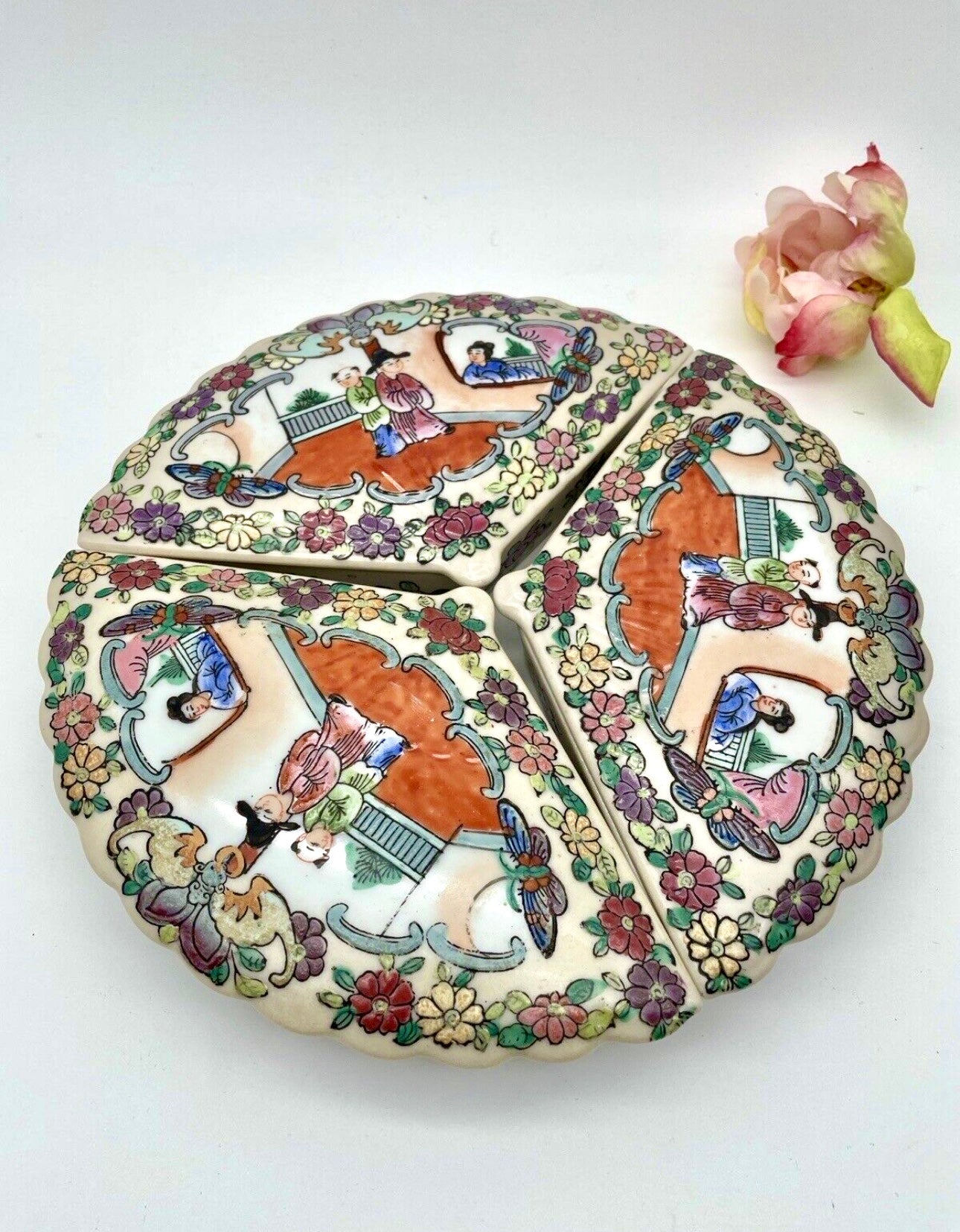 Chinoiserie Famille Rose Trinket Box Set Miller Rhoads Department Store Item VTG
