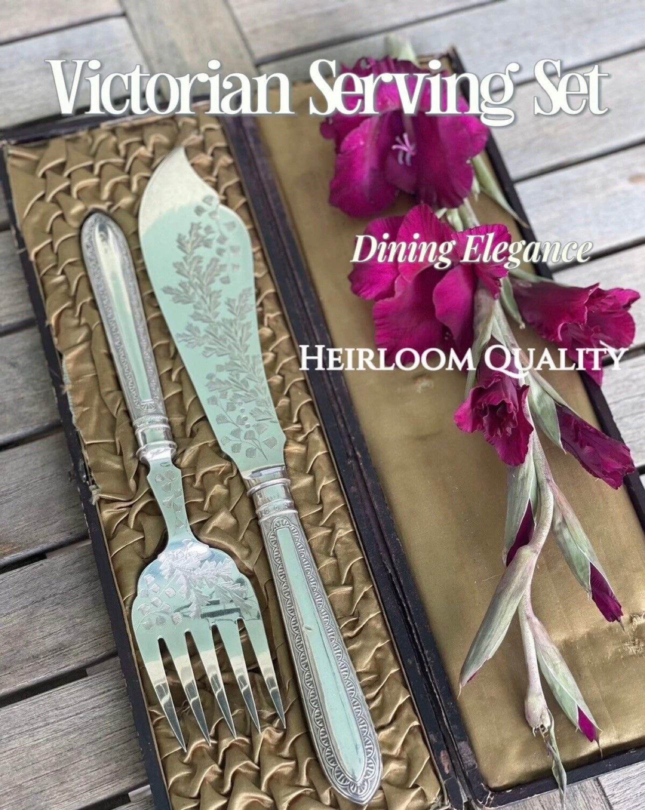 VICTORIAN Serving Set ANTIQUE Allen & Darwin In Case SILVER-PLATE