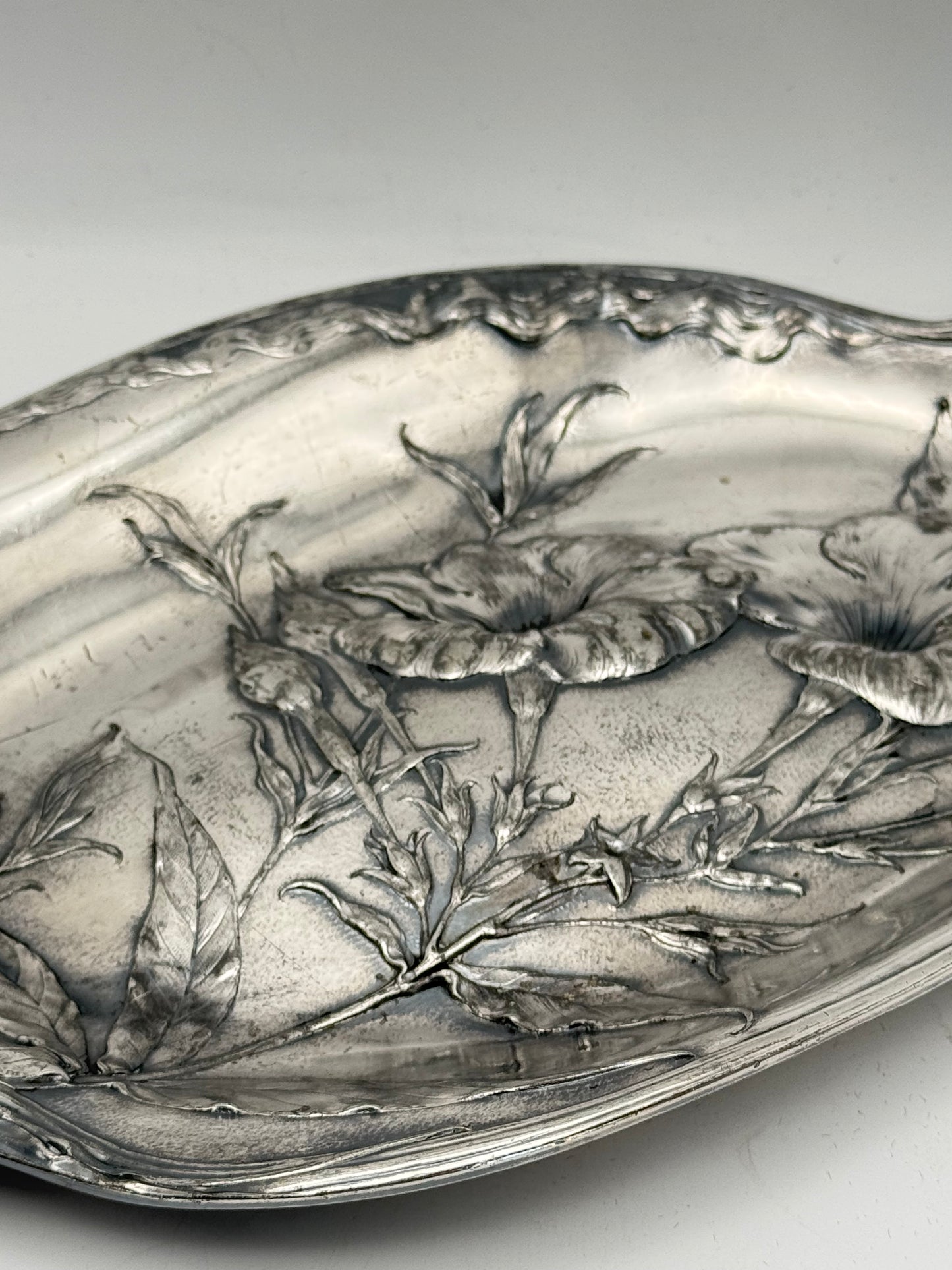 Antique James W. Tufts Quadruple Plate Tray – Morning Glory Pattern, 1905 Rebekah Lodge Dedication