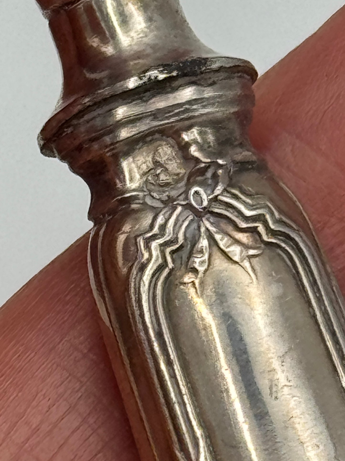Antique Manche A Gigot- Bone Holder- French Silver Carving Aid 5.25 Inch Old World Dining Tool