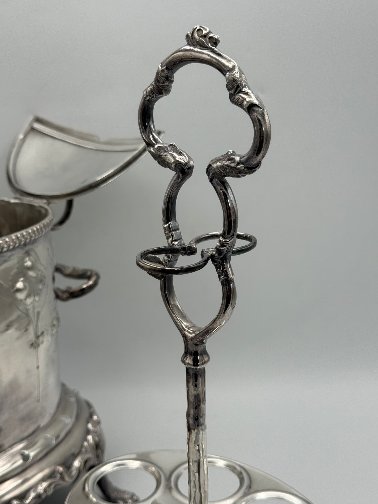 RARE Antique Sheffield STYLE Silverplate 12 Egg Coddler Server Art Nouveau c1900
