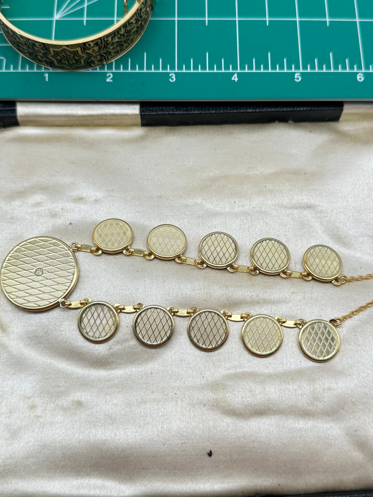 Damascene Jewelry Set Bangle Bracelet & Necklace