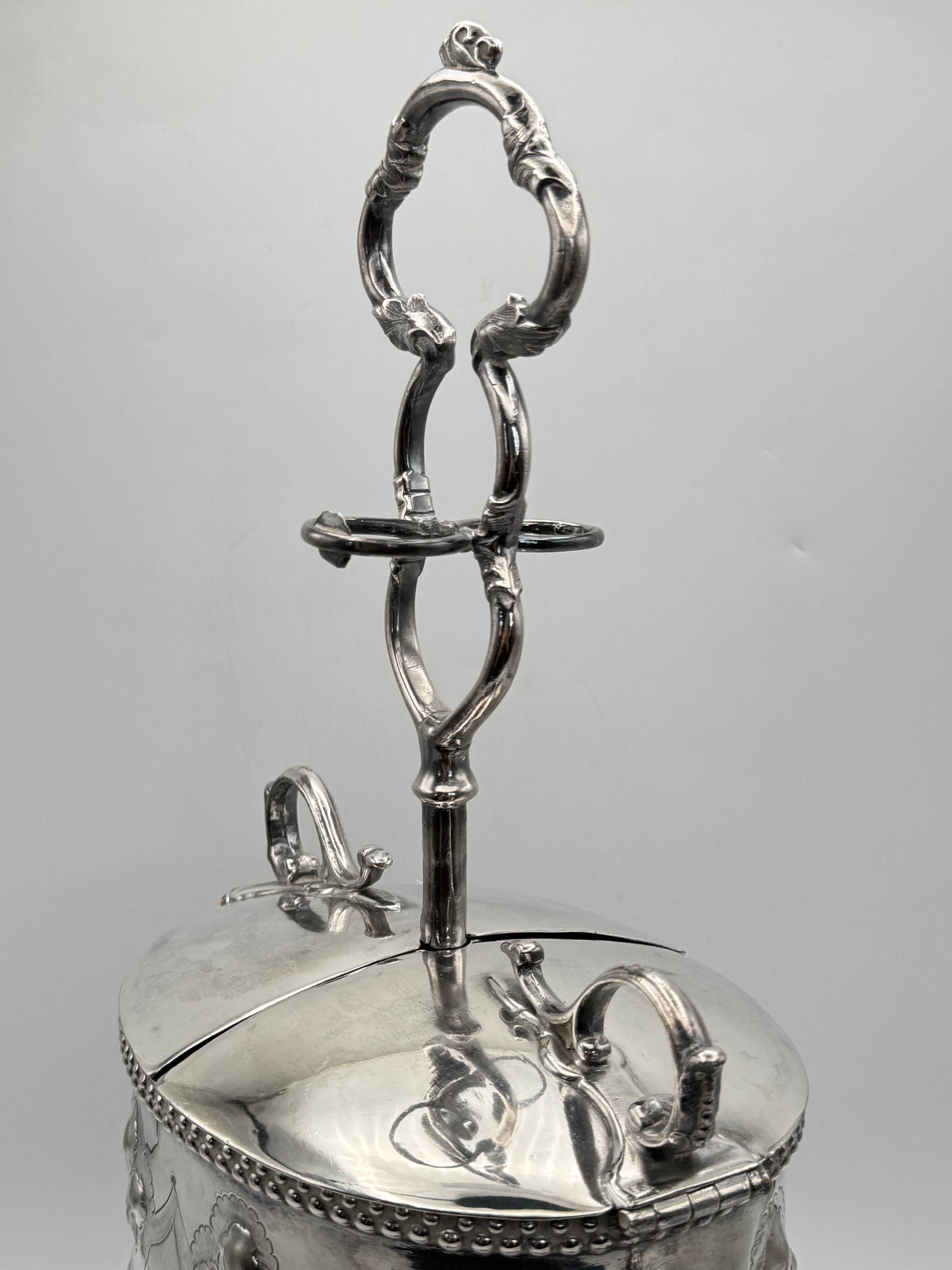 RARE Antique Sheffield STYLE Silverplate 12 Egg Coddler Server Art Nouveau c1900