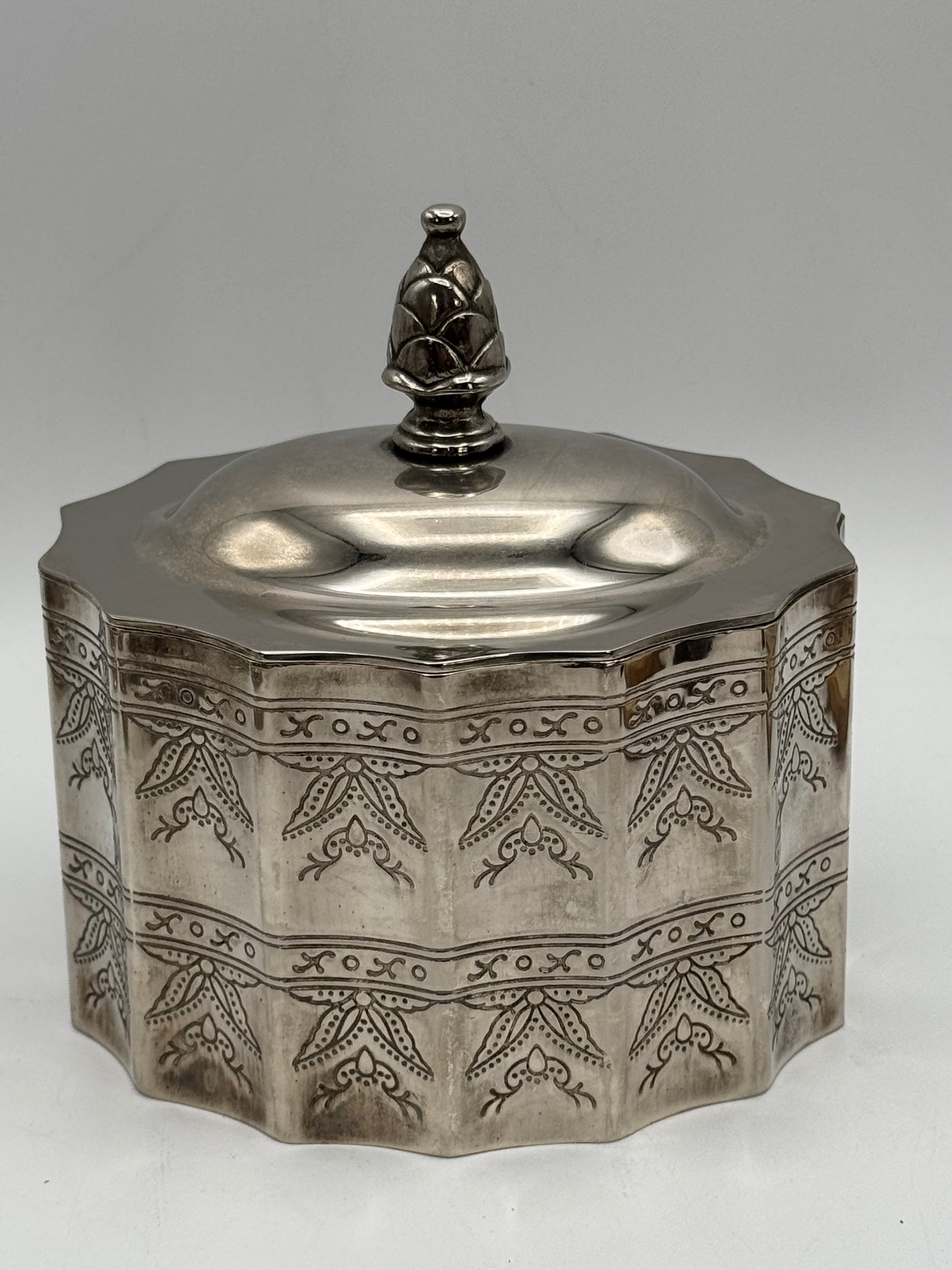 Vintage SILVERPLATE Jewelry Case Tea Caddy Style GODINGER Estate Find