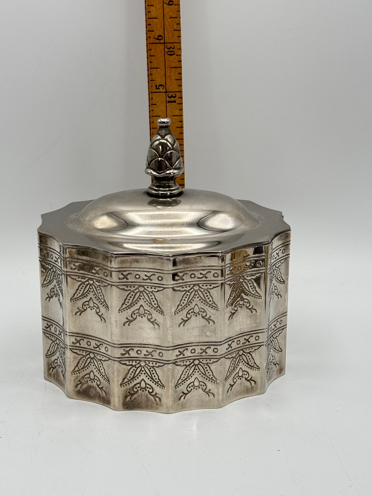 Vintage SILVERPLATE Jewelry Case Tea Caddy Style GODINGER Estate Find