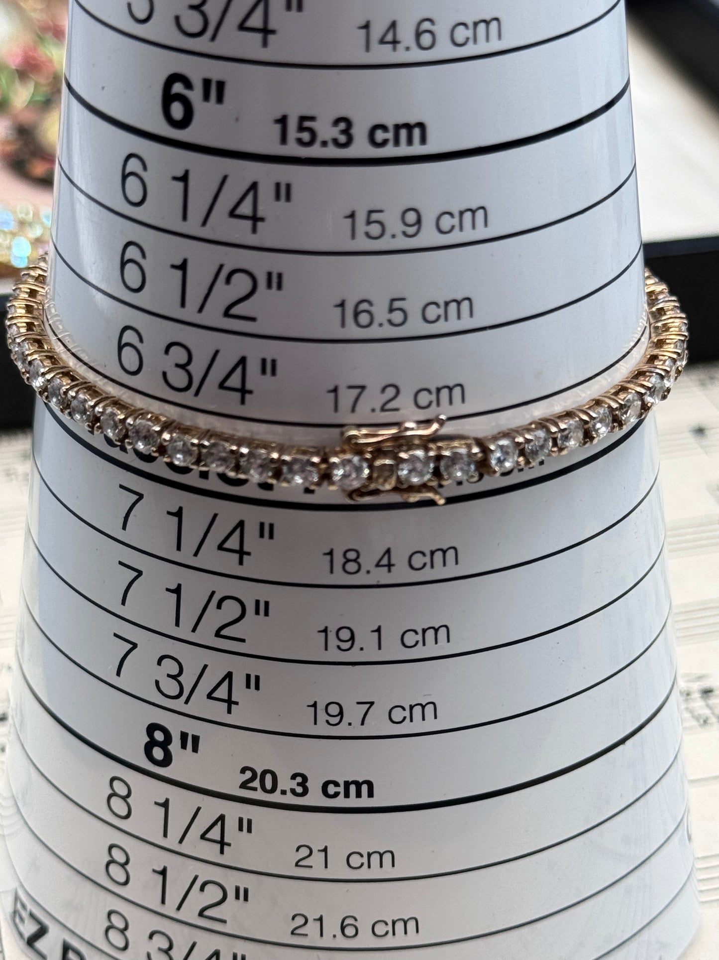 925 Sterling Vermeil Clear Stone CZTennis Bracelet Estate 7” Gold Over Silver
