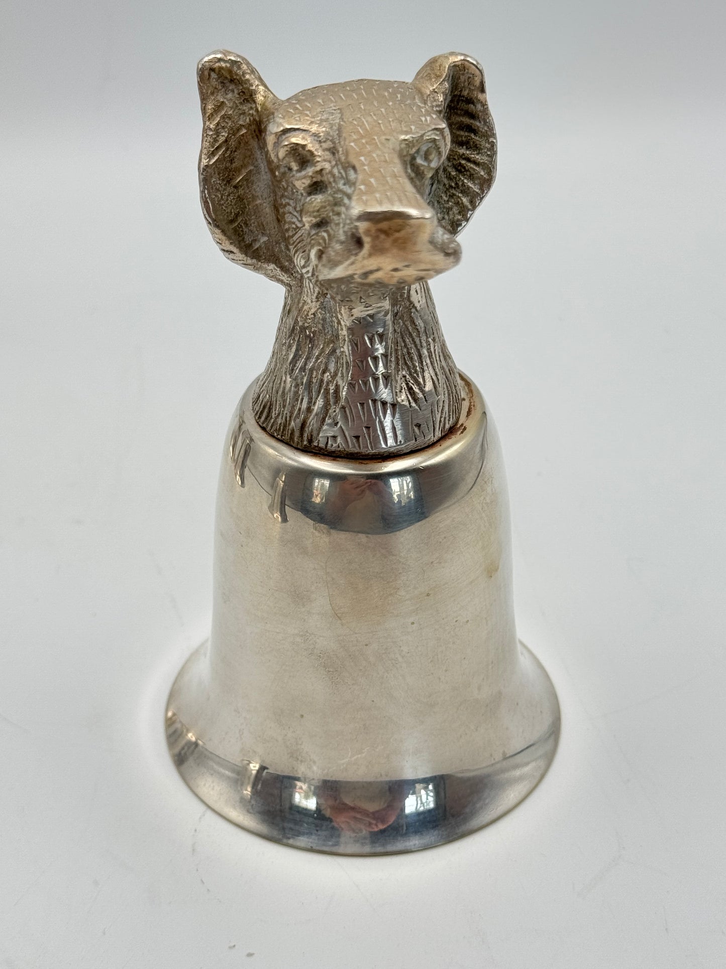 Vintage Stirrup Cup Silver Plate HOUND Equestrian ESTATE FIND Ca.5.5”h