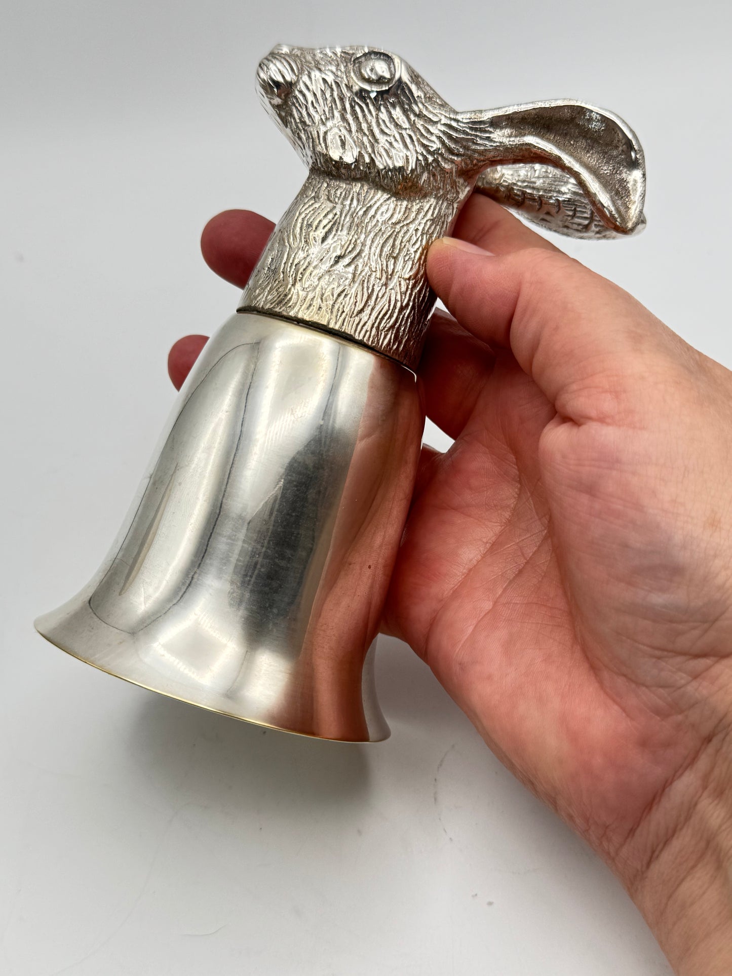 Vintage Stirrup Cup Silver Plate HARE Rabbit Equestrian ESTATE FIND Ca.5.5”h
