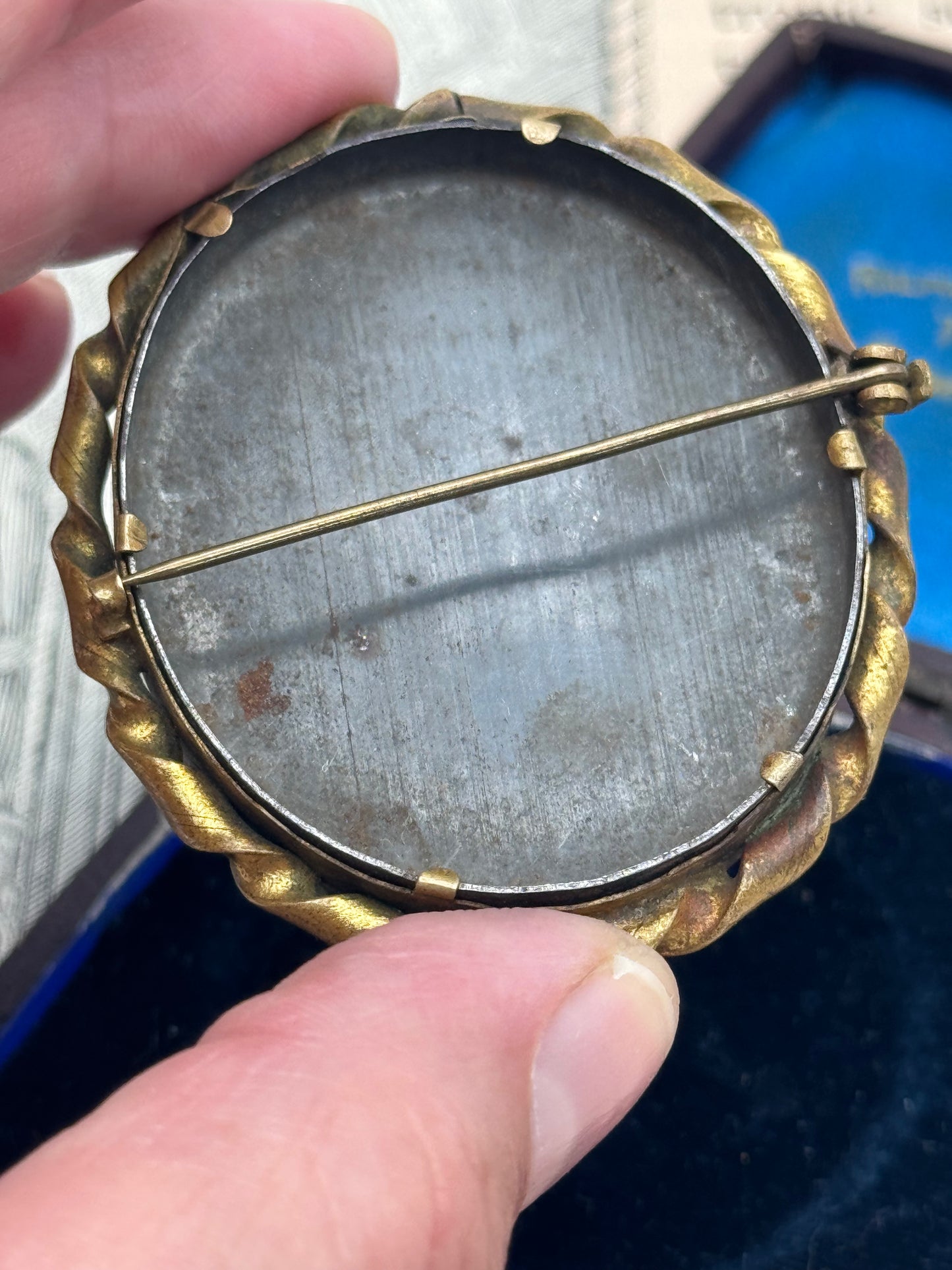 French Style ANTIQUE Renaissance Style Portrait Brooch Metal Frame AS IS‼️