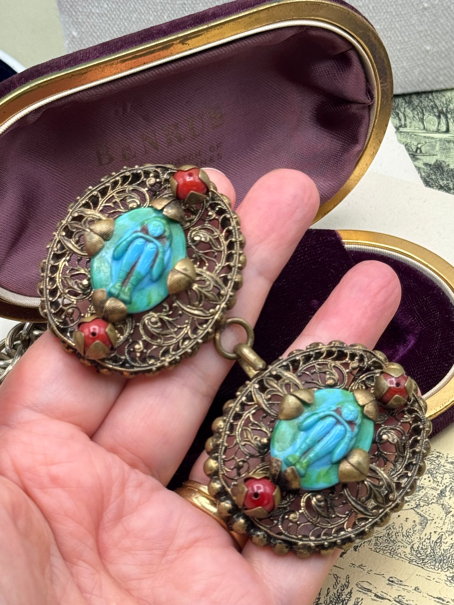 Antique Neiger Brothers Style Egyptian Revival Scarab Belt Buckle • Circa 1920s