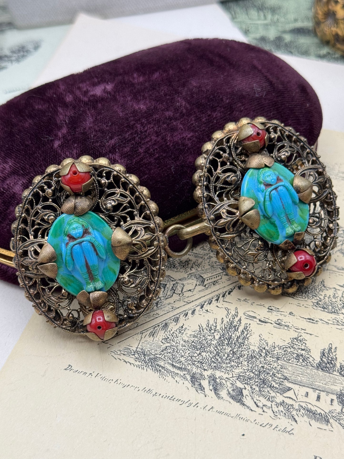 Antique Neiger Brothers Style Egyptian Revival Scarab Belt Buckle • Circa 1920s