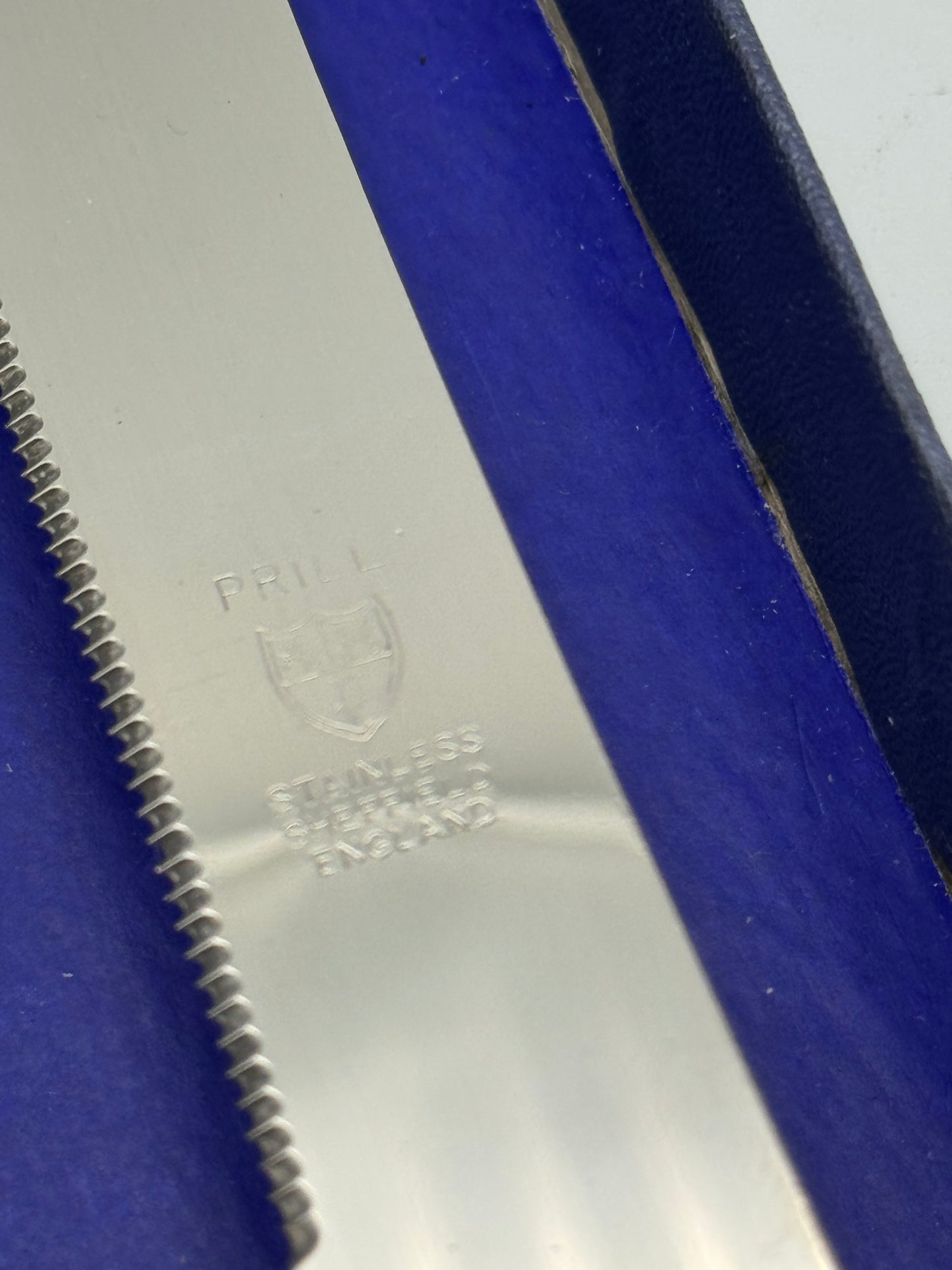 Vintage PRILL Sheffield England Porcelain Handle Cake Knife 12” Roses w/ Box