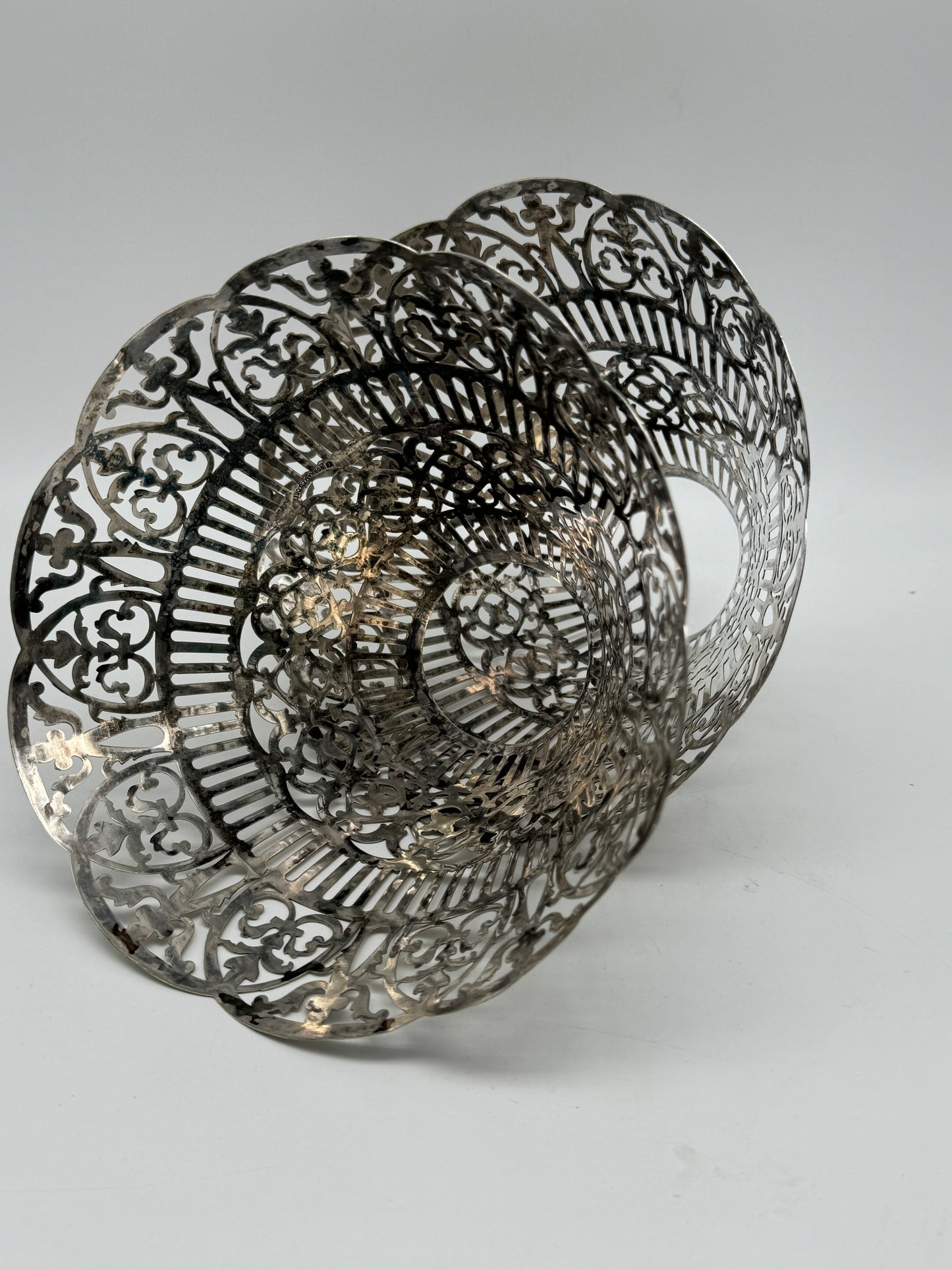 Pair of Vintage Reticulated Silver Plate Gorham Lamp Shades with Gorham Shade Holders