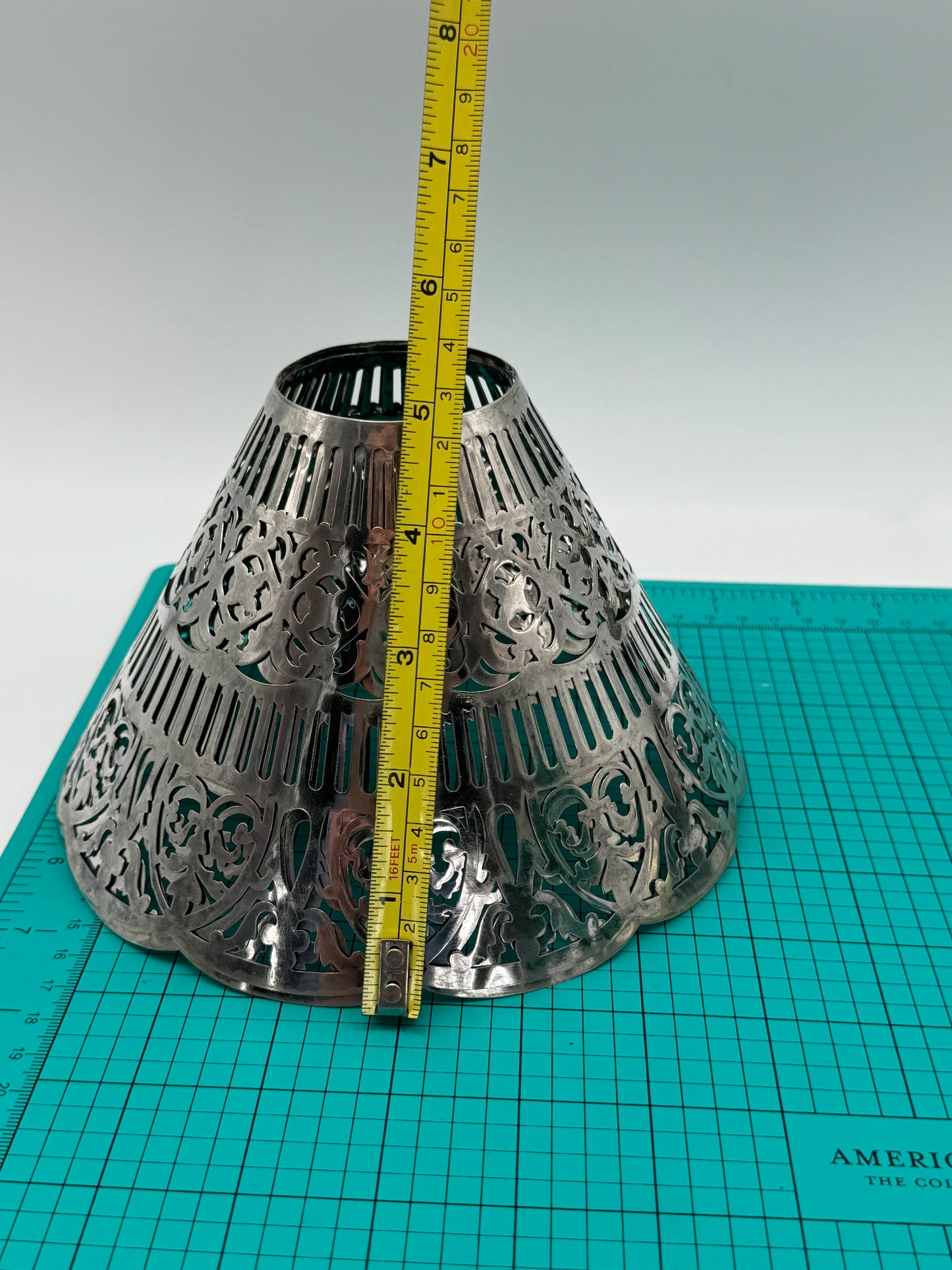Pair of Vintage Reticulated Silver Plate Gorham Lamp Shades with Gorham Shade Holders