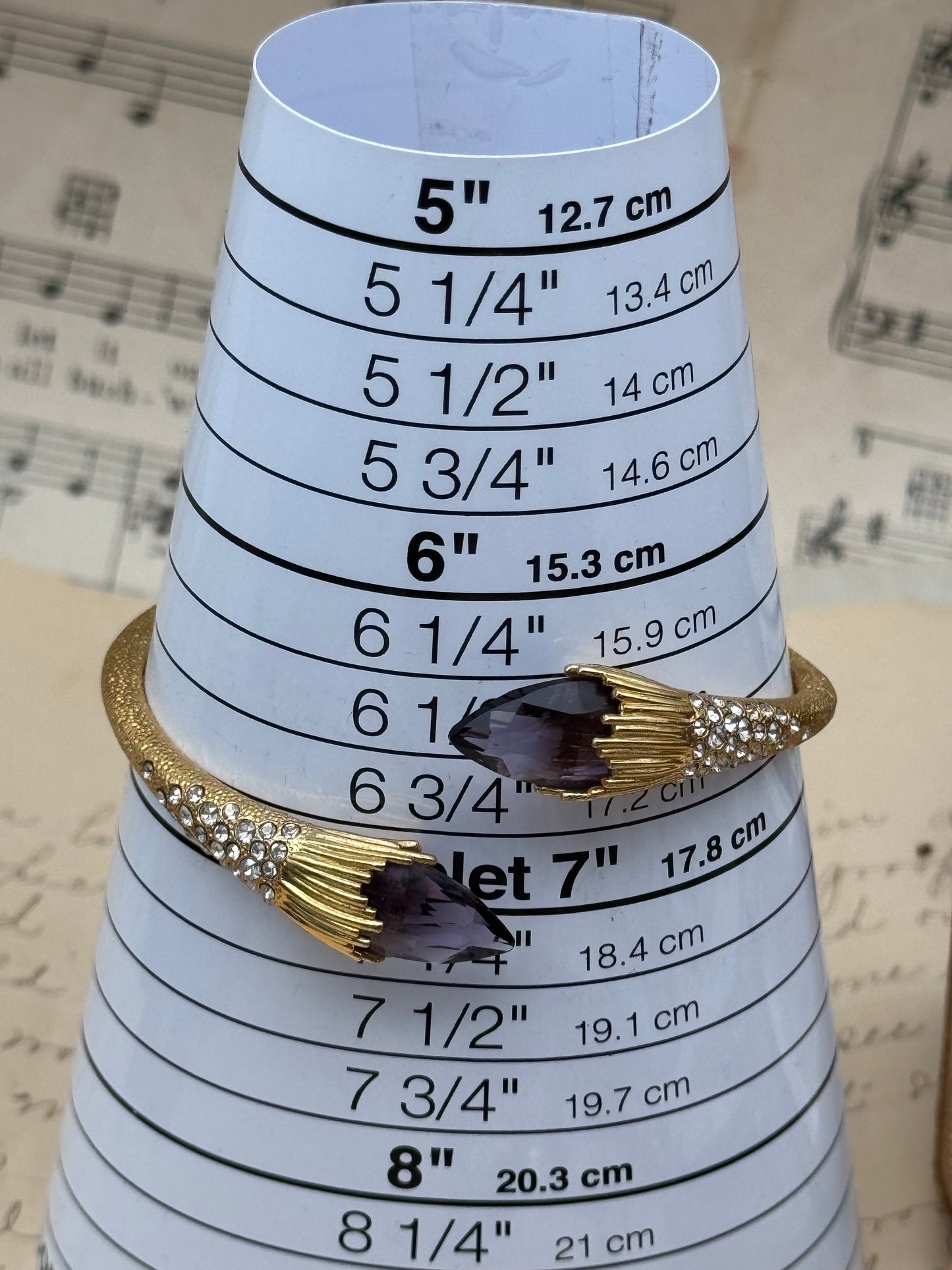 Vintage SIGNED Alexis Bittar Goldtone Bangle Rhinestone & Purple Accent Stones