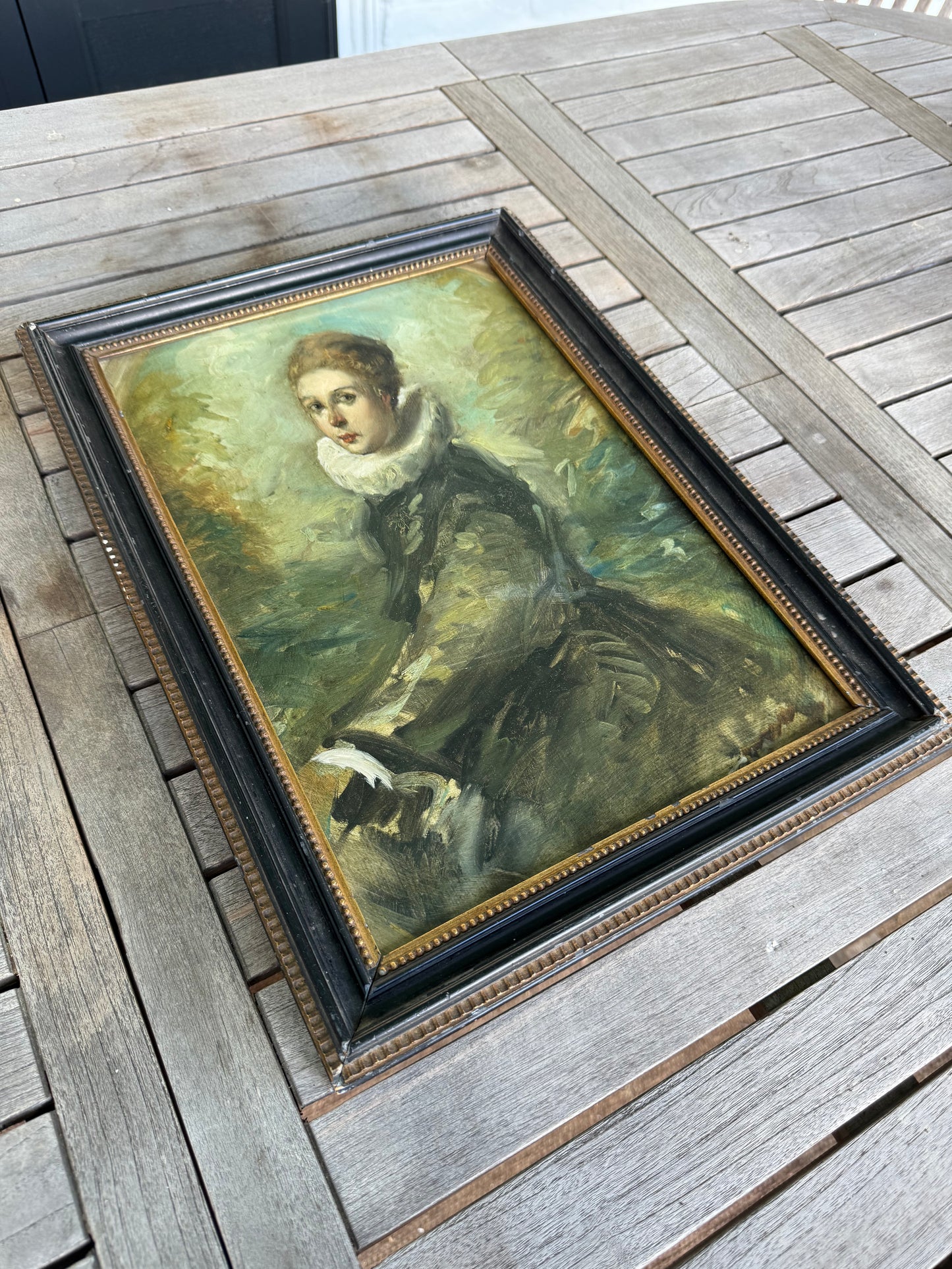 Vintage Oil On Board Framed “Elizabethan Portrait” Circa 17.75” X 13” Framed