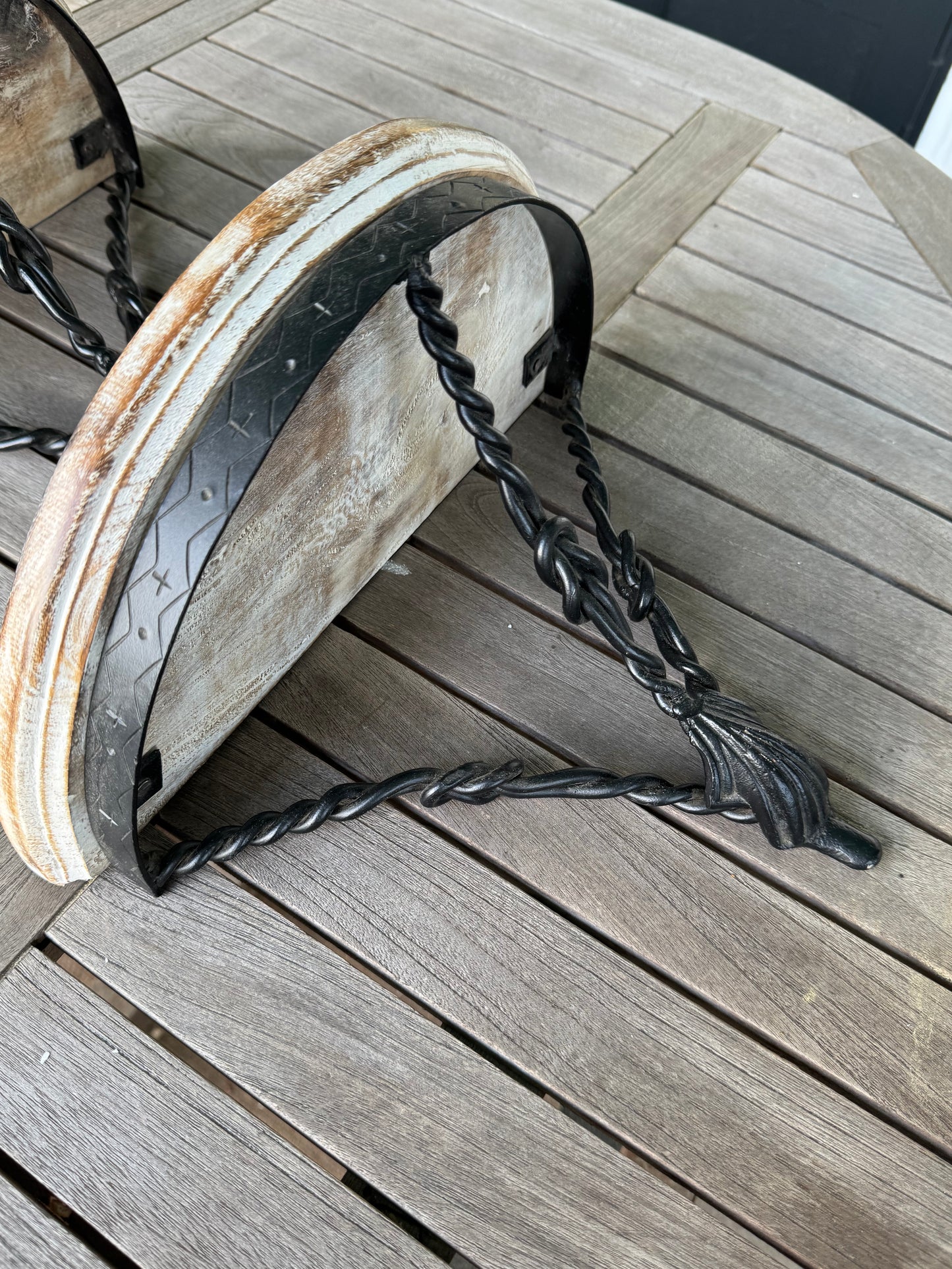 Pair Rustic Iron & Wood Wall Shelves 12.5” X9.5”x 9.5” ESTATE FIND