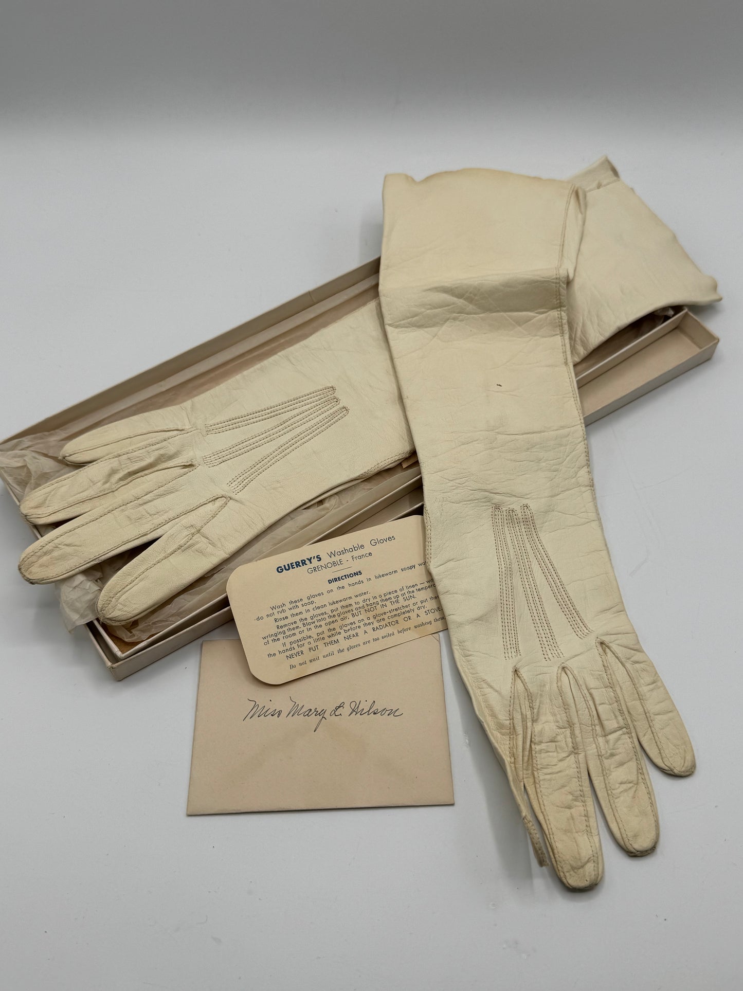 Vintage Guerry’s Washable Leather Gloves Size 6 In Box Instructions Grenoble France