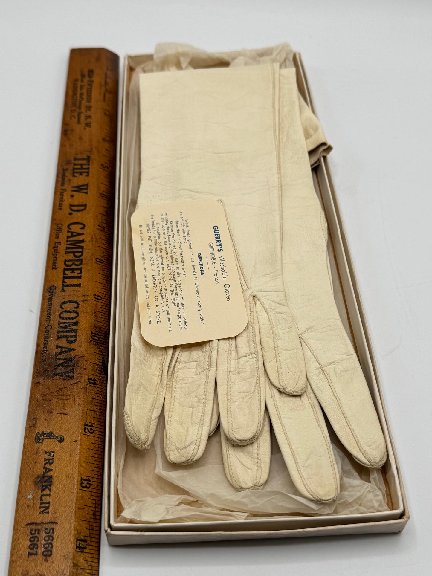 Vintage Guerry’s Washable Leather Gloves Size 6 In Box Instructions Grenoble France