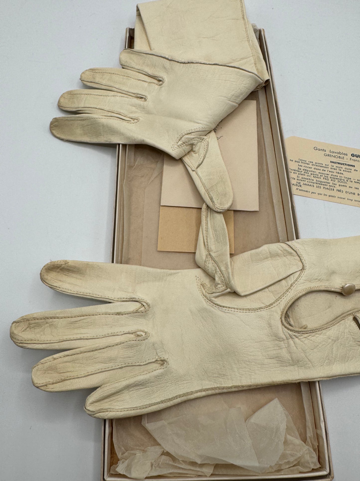 Vintage Guerry’s Washable Leather Gloves Size 6 In Box Instructions Grenoble France