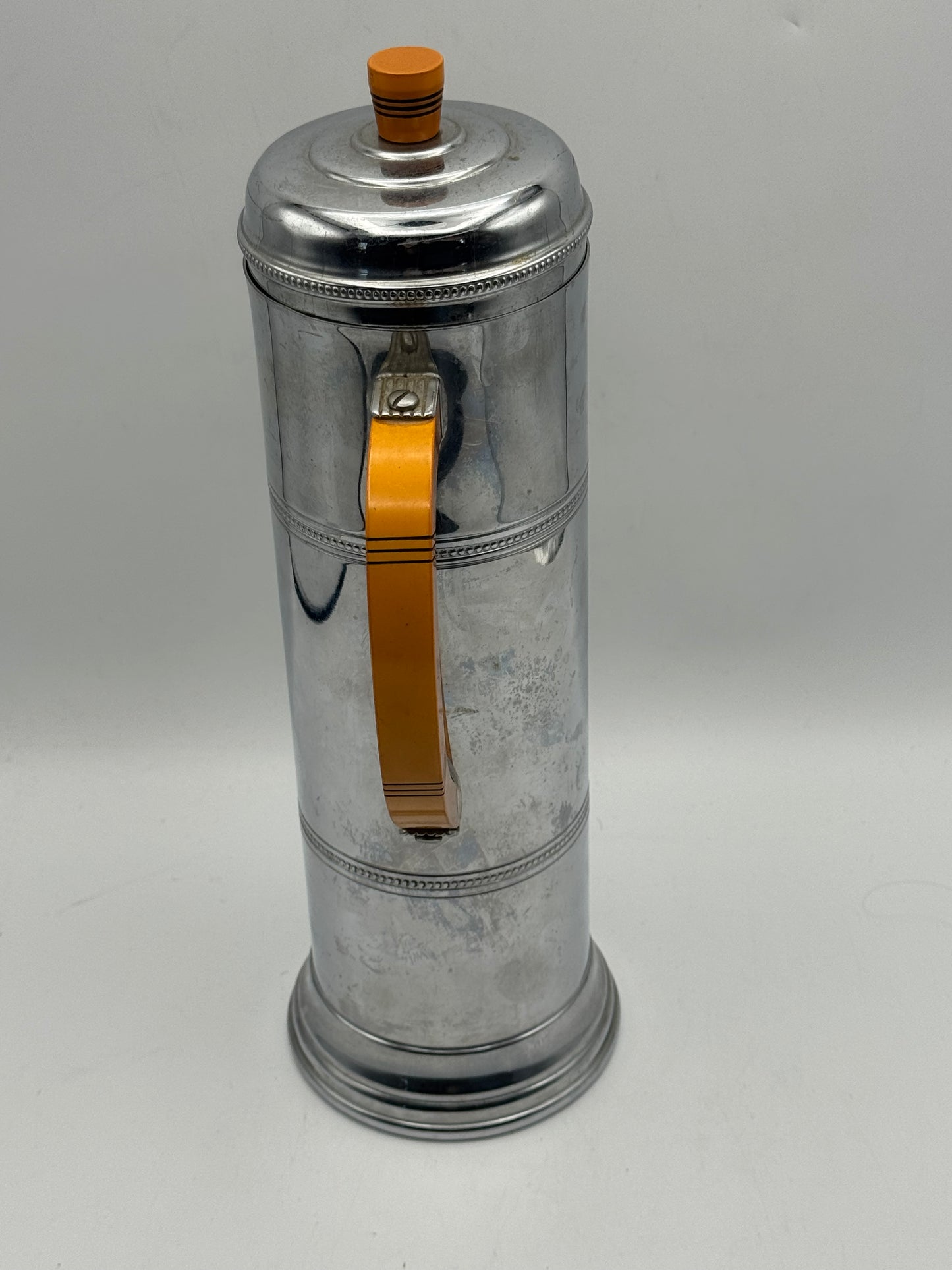 Chrome Bakelite Cocktail Shaker – 1930s Art Deco Krome Kraft Farber Bros – 12.5” Barware