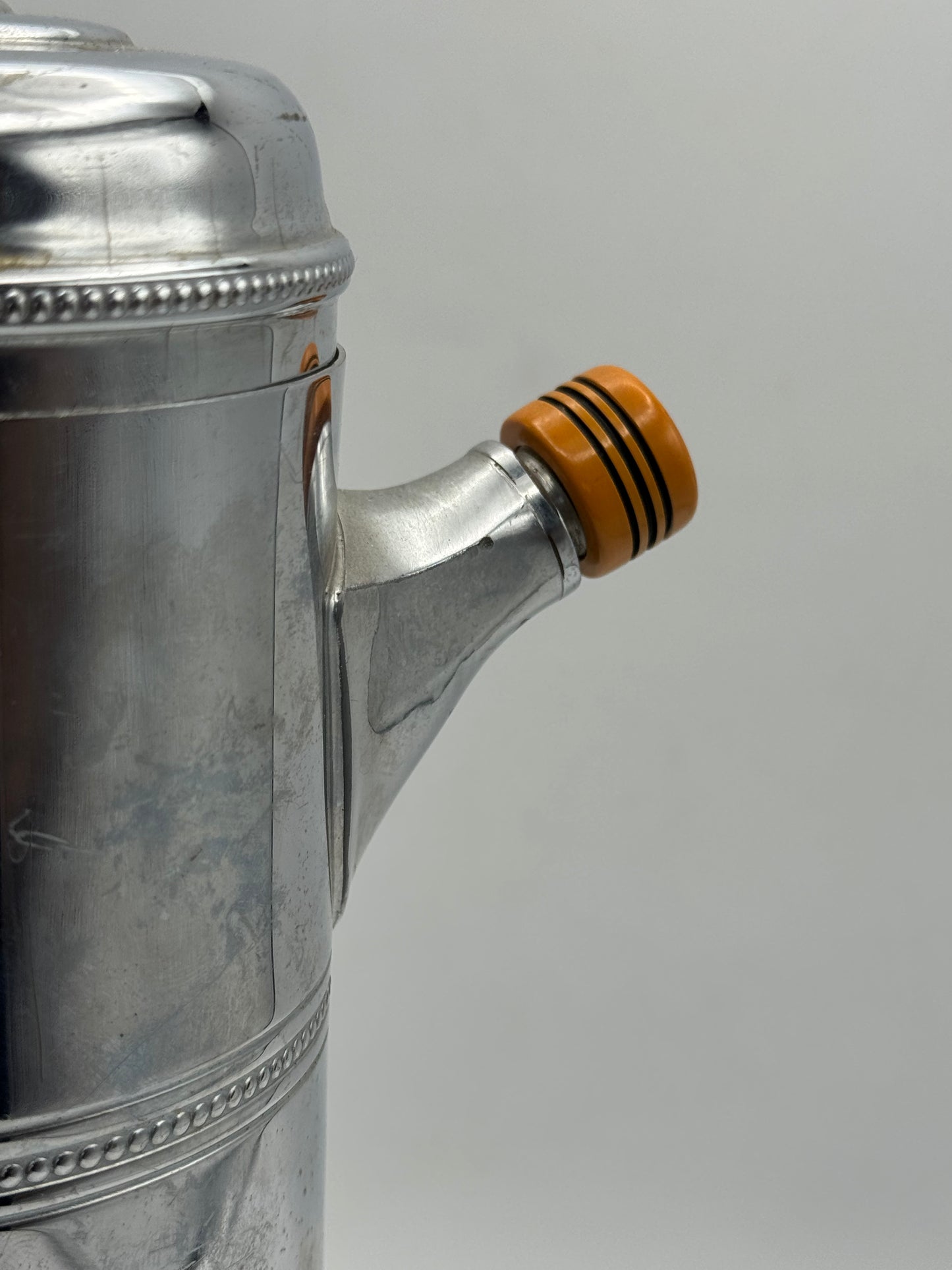 Chrome Bakelite Cocktail Shaker – 1930s Art Deco Krome Kraft Farber Bros – 12.5” Barware