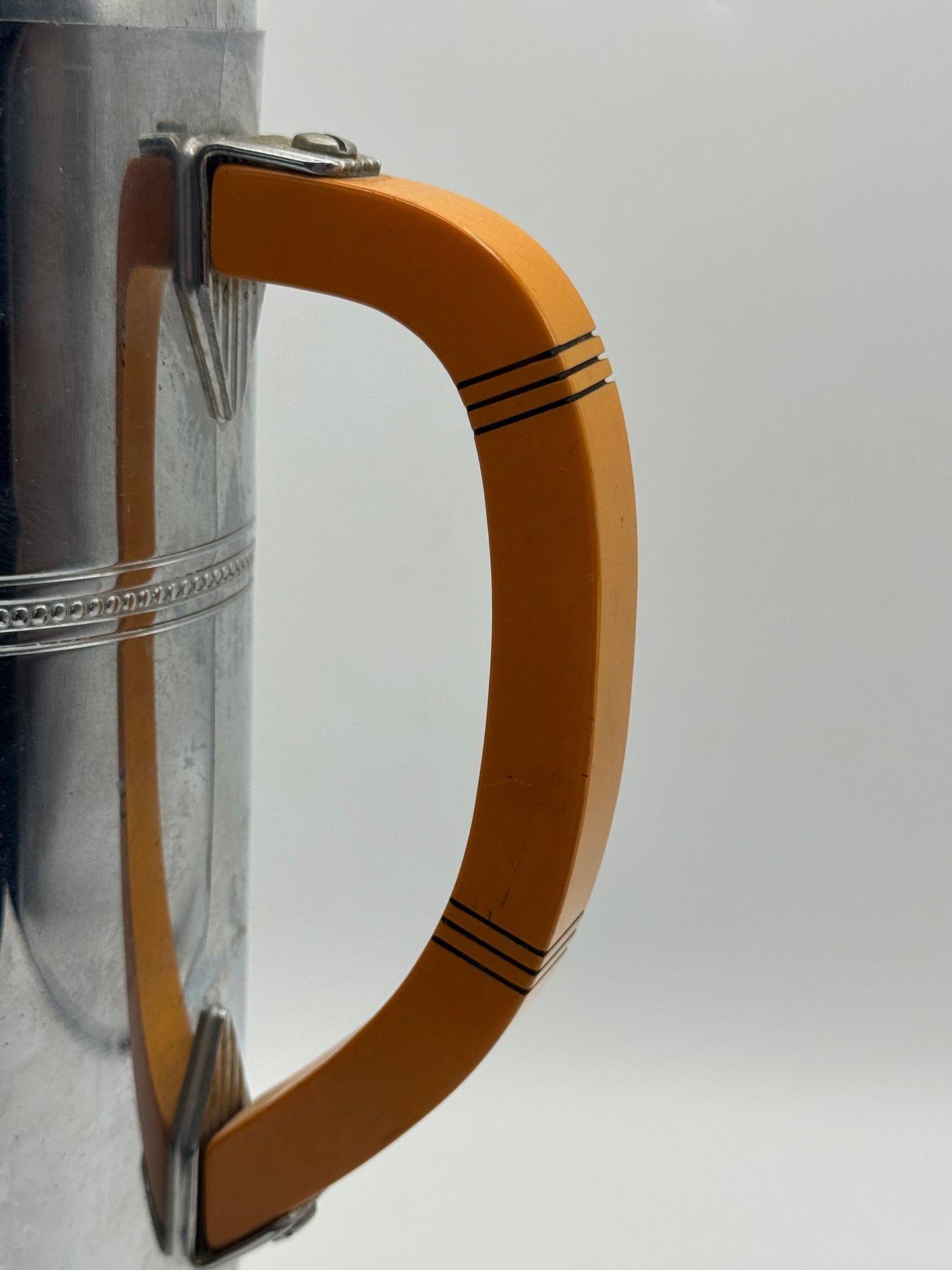Chrome Bakelite Cocktail Shaker – 1930s Art Deco Krome Kraft Farber Bros – 12.5” Barware