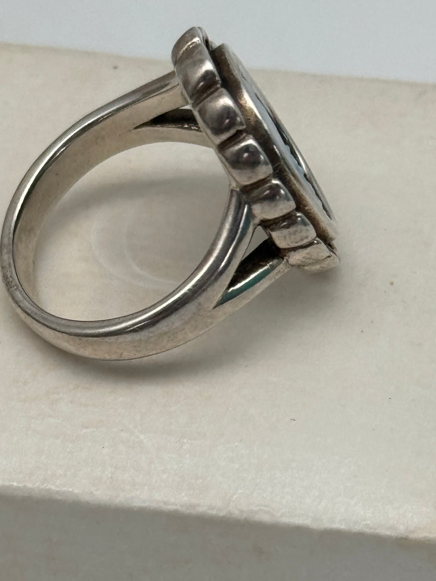 Сameo Blue Agate Ring PANDORA 925 Sterling Silver Vintage 2011, Size 7 in Box RETIRED‼️