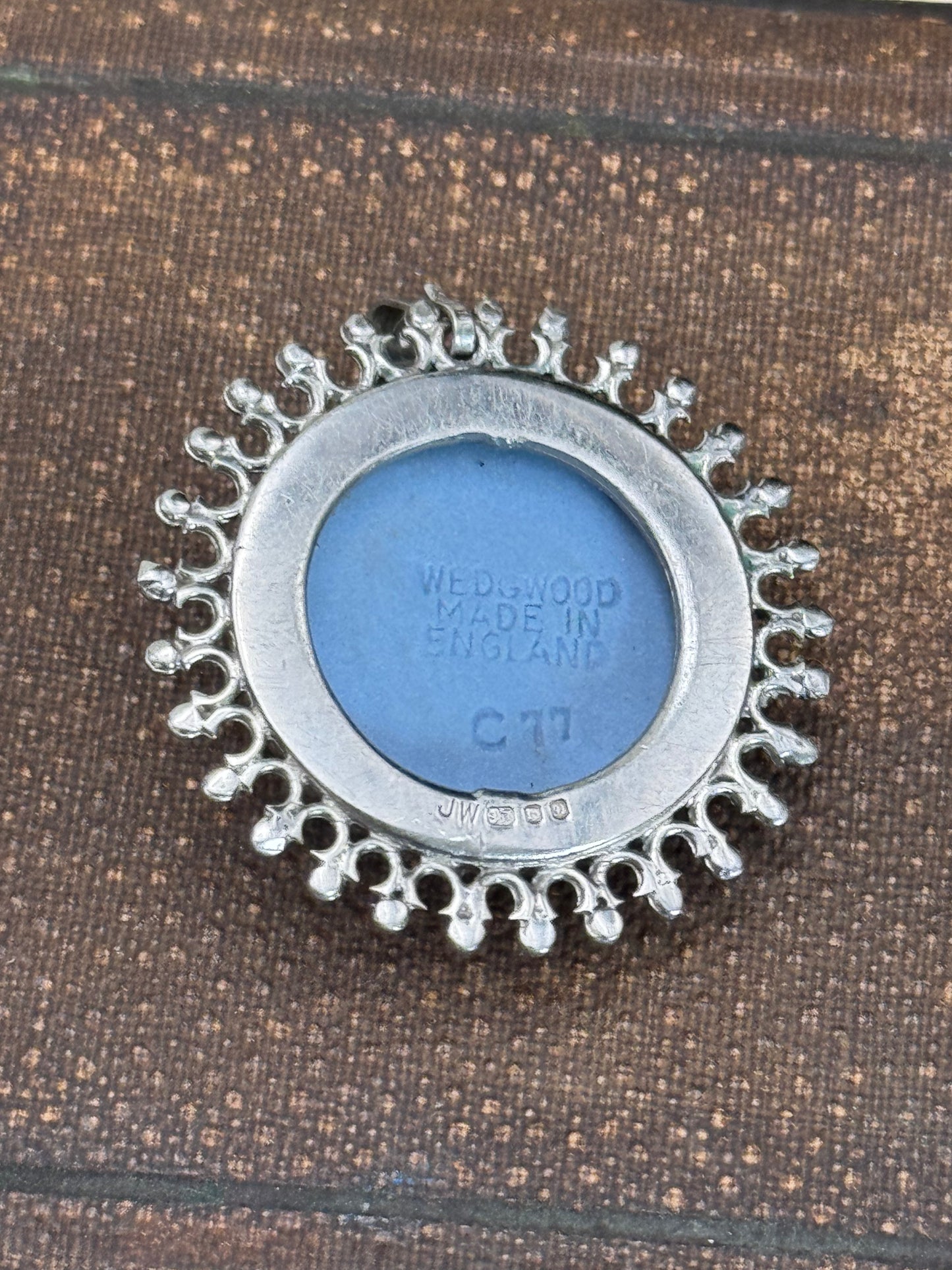 Wedgewood Sterling Silver Jasperware Blue Cameo Pendant 1970s HALLMARKED