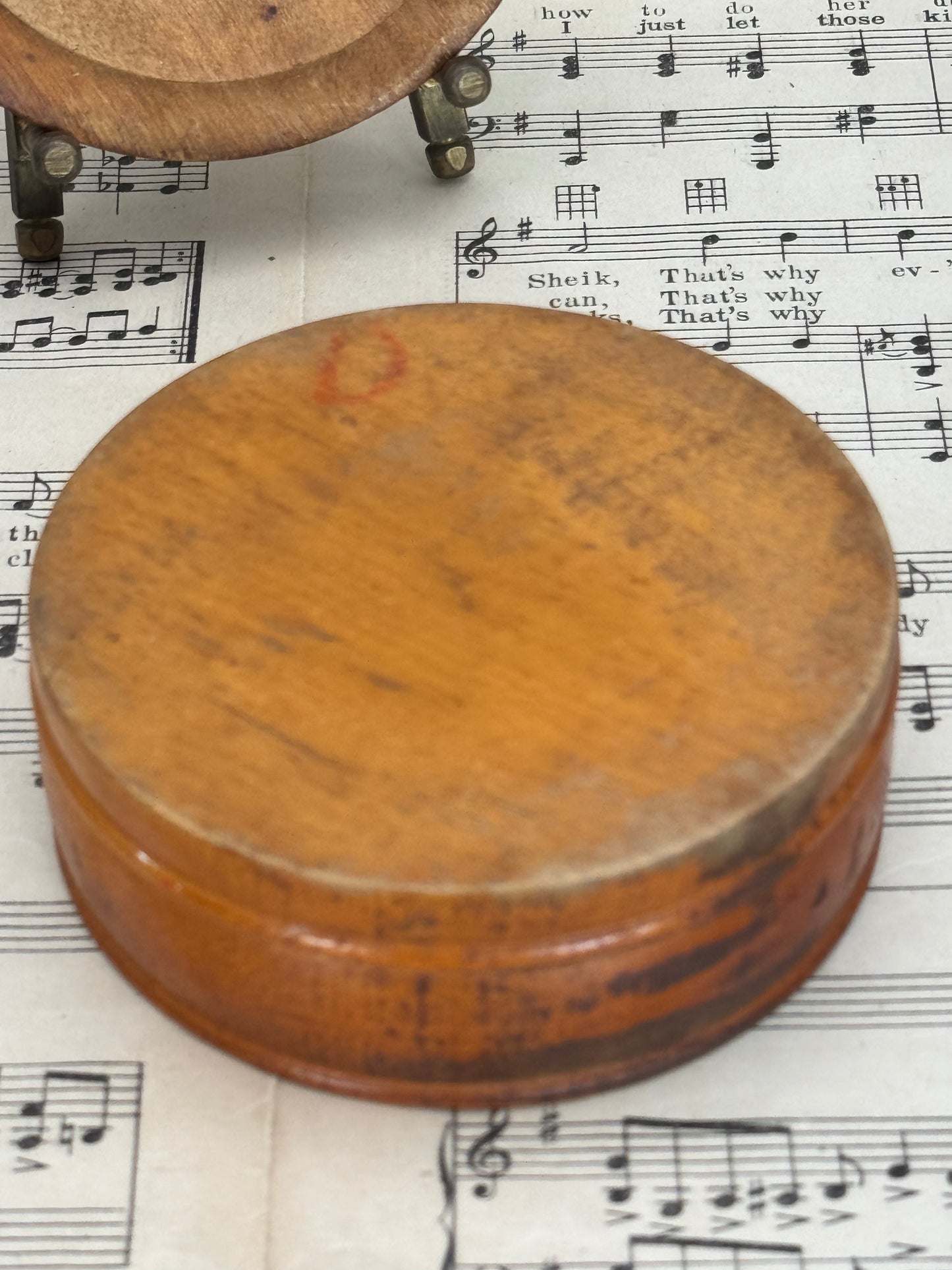 Vintage JEWELRY BOX - TREENWARE Style Wooden Box With Cameo 3.75” X 1.75”