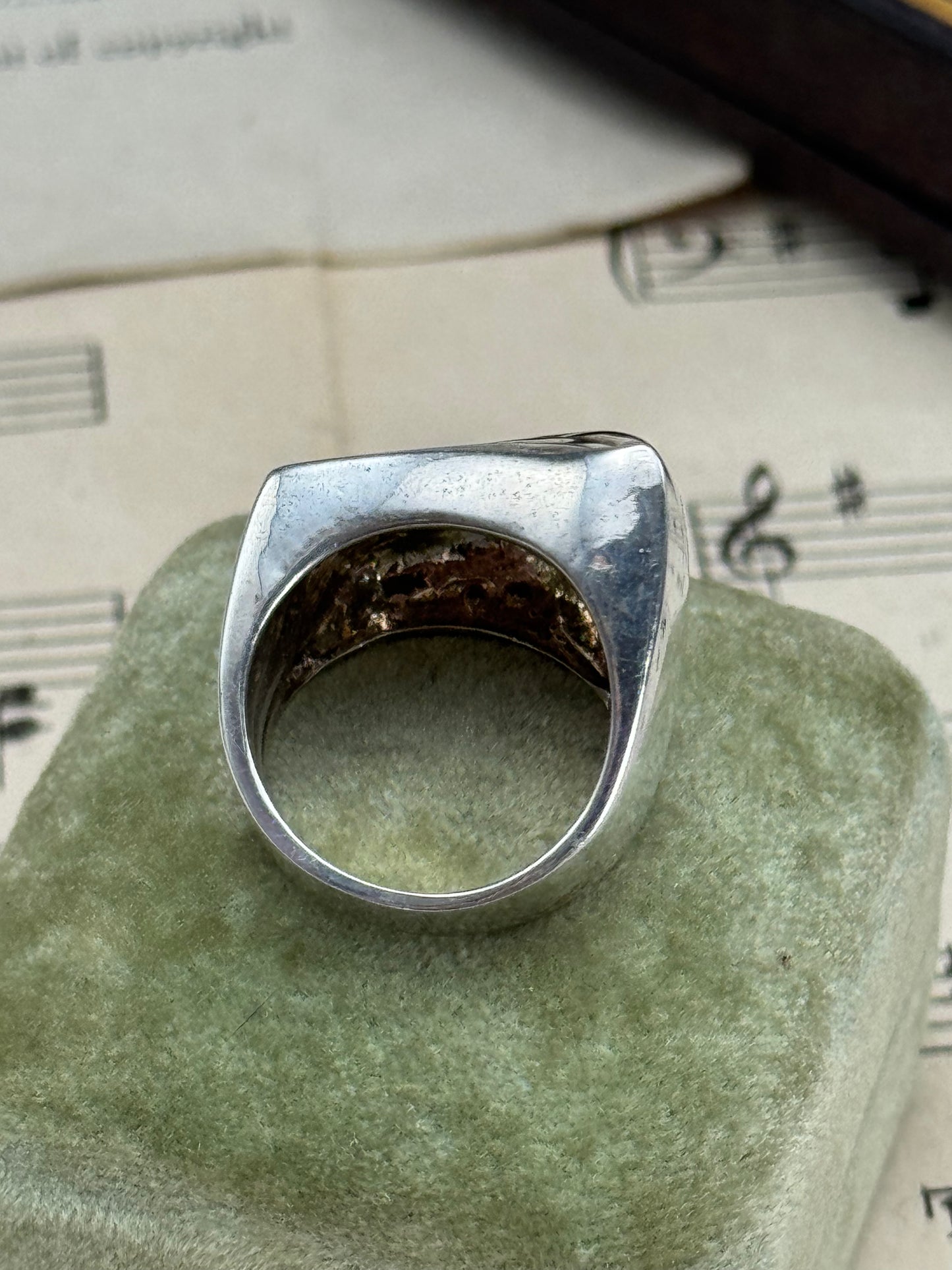 Vintage Ring STERLING SILVER Statement Piece Modernist Style ESTATE FIND Size 5.5