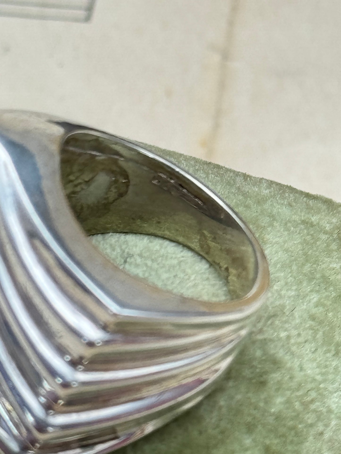 Vintage Ring STERLING SILVER Statement Piece Modernist Style ESTATE FIND Size 5.5