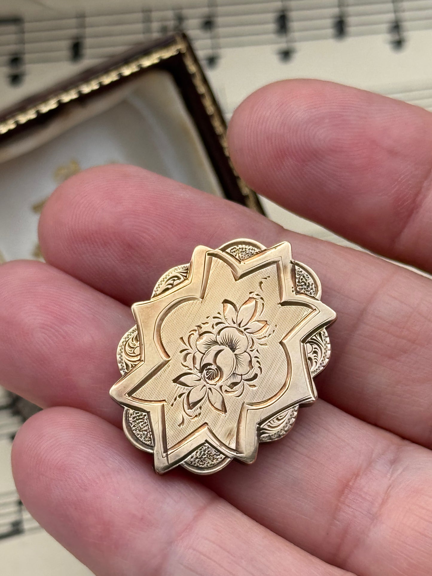 Victorian Era 10k Gold (Tested) Brooch Pendant Floral Rose Design