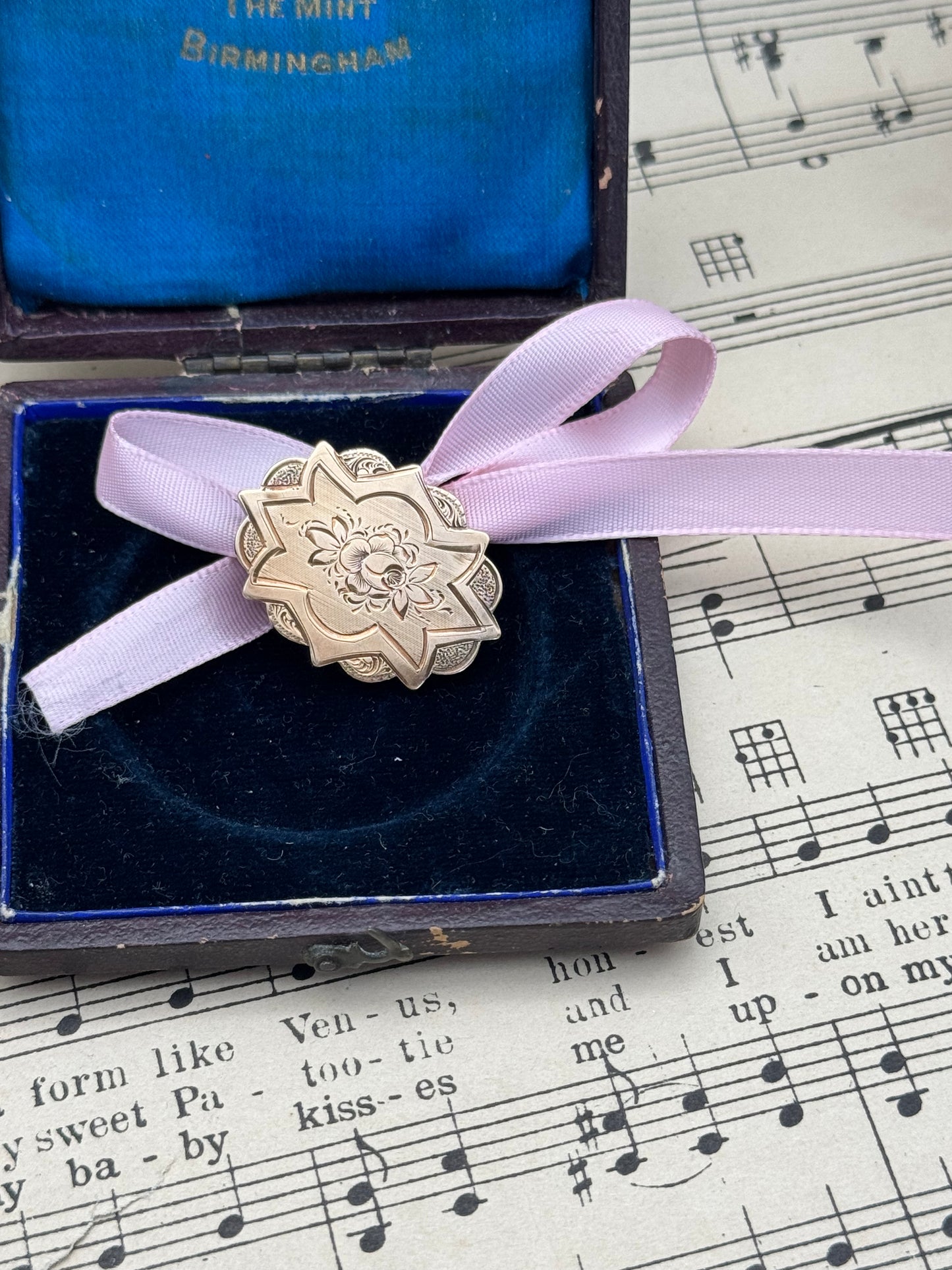 Victorian Era 10k Gold (Tested) Brooch Pendant Floral Rose Design