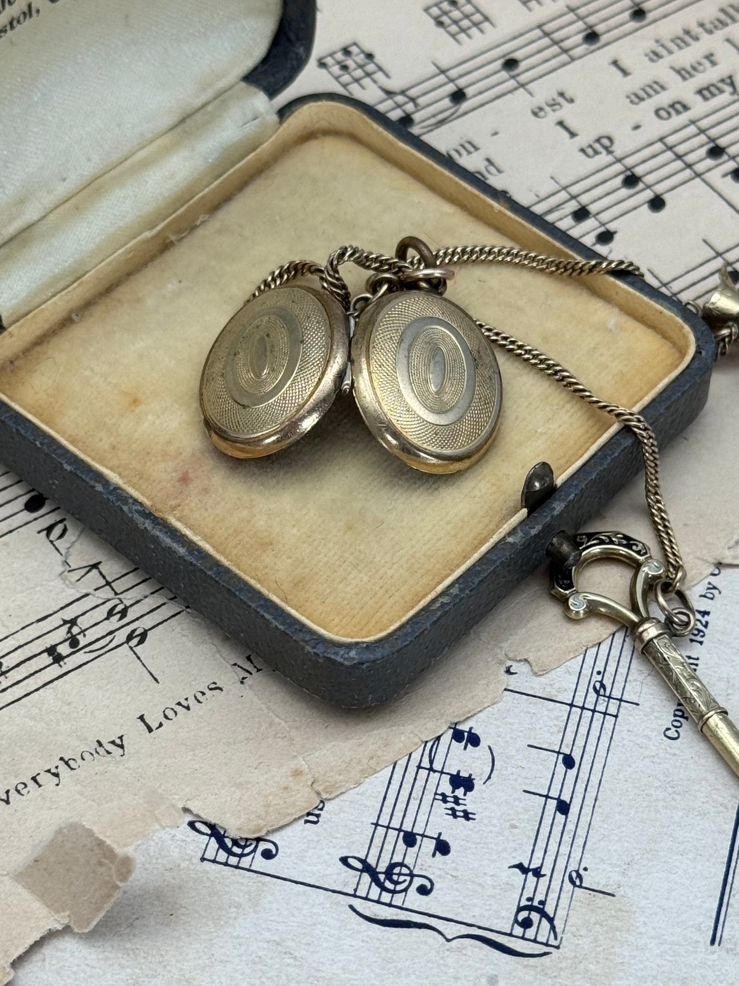 Rare Victorian 3-Piece Chatelaine | Banded Agate Ewer in 10k Gold, Enamel Watch Key in 10k Gold, Gold-Filled Locket | Pendant Ready