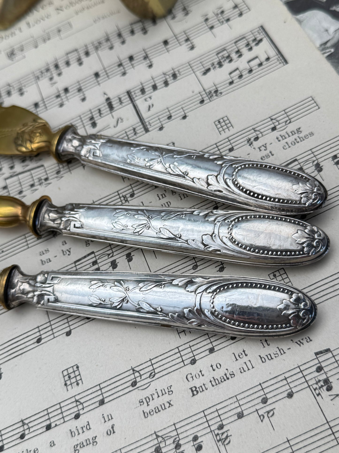 Antique 800 FRENCH Silver & Vermeil Serving Set – Ornate European Flatware