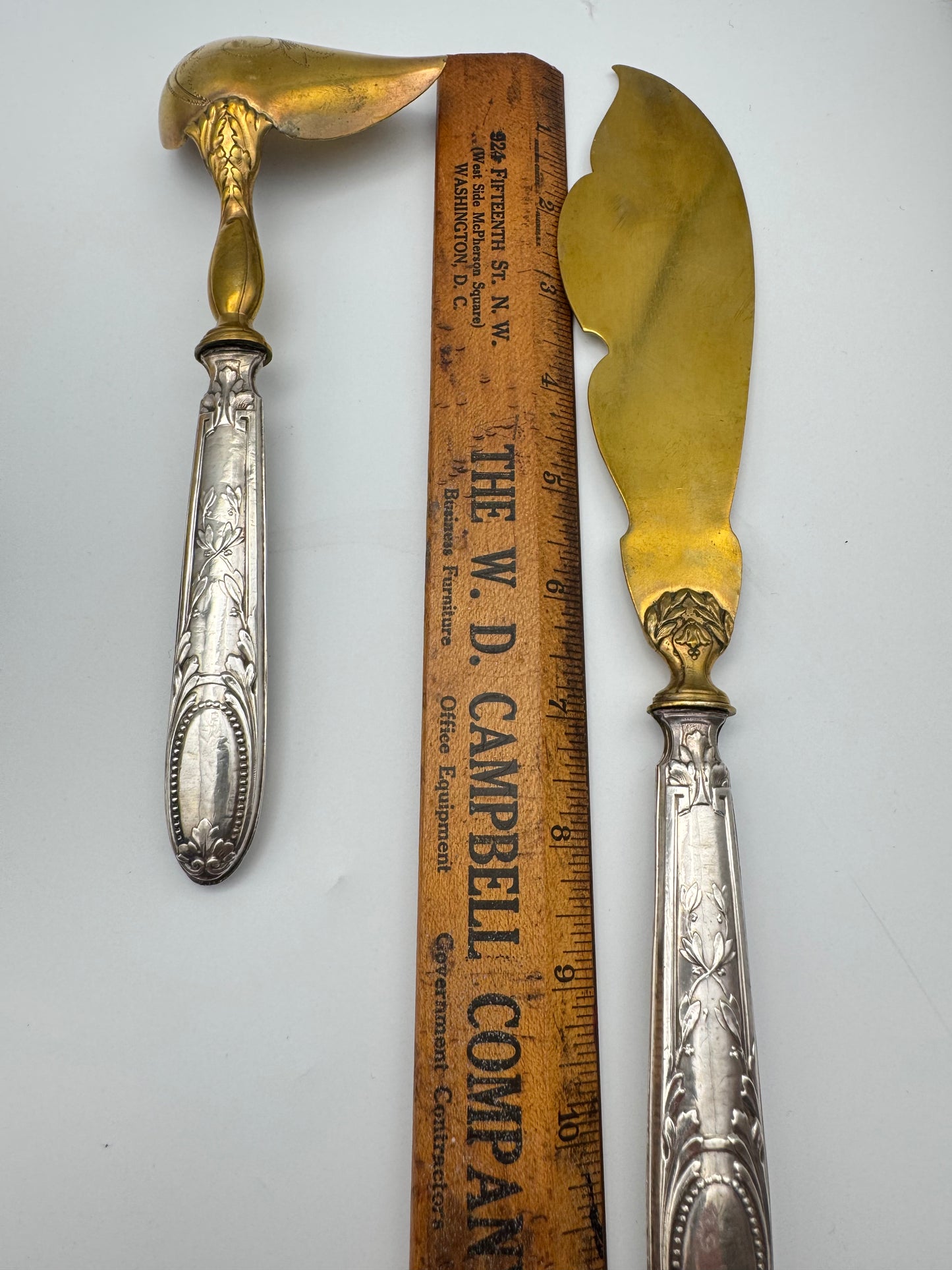 Antique 800 FRENCH Silver & Vermeil Serving Set – Ornate European Flatware