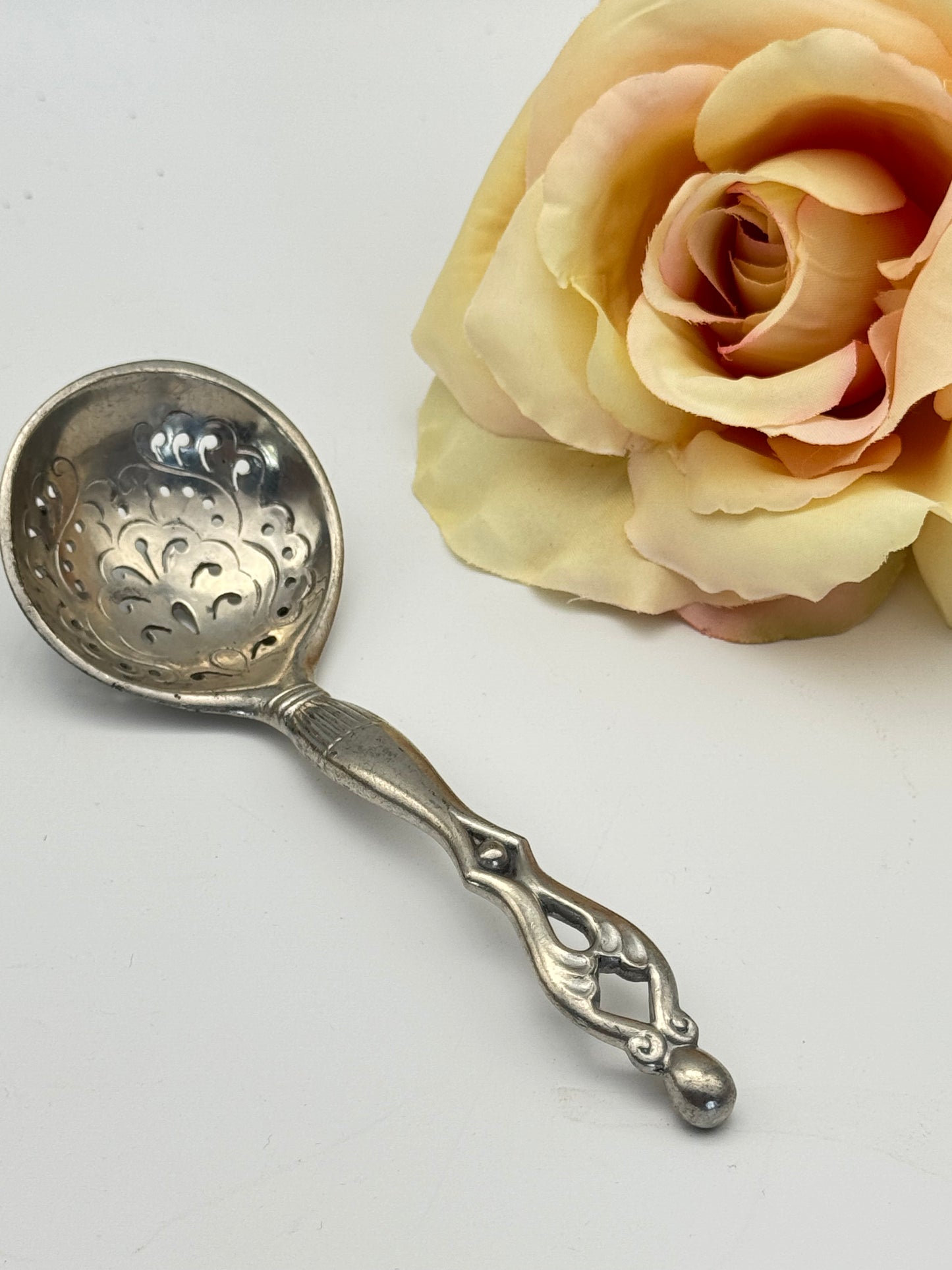Vintage DANISH Slottled Ladle Pewter Tone ESTATE FIND Hallmarked Denmark