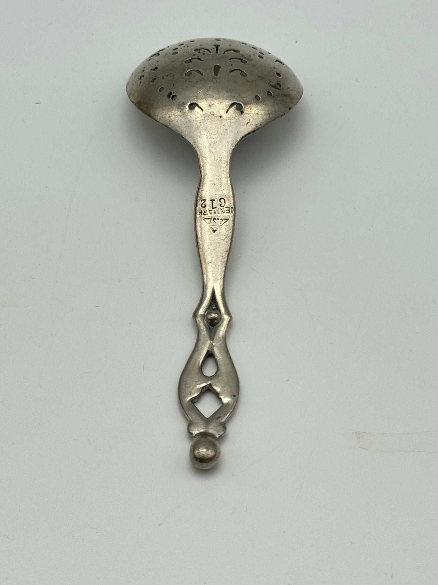 Vintage DANISH Slottled Ladle Pewter Tone ESTATE FIND Hallmarked Denmark