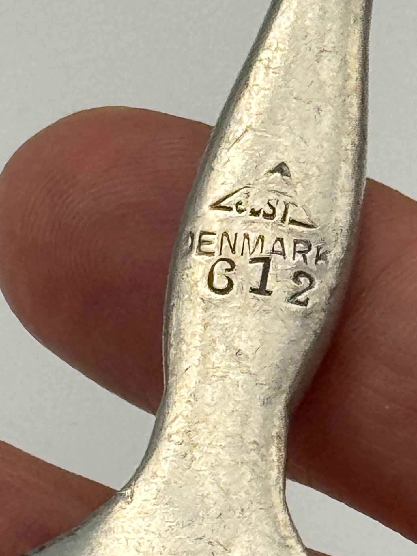 Vintage DANISH Slottled Ladle Pewter Tone ESTATE FIND Hallmarked Denmark