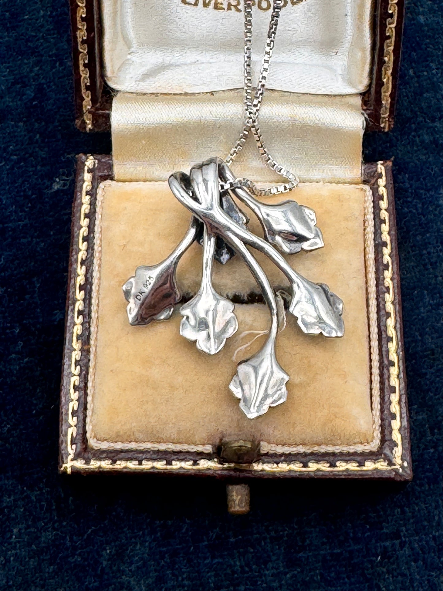 DK 925 Turquoise Branch Pendant Necklace With Italian Sterling Box Chain 19.5”