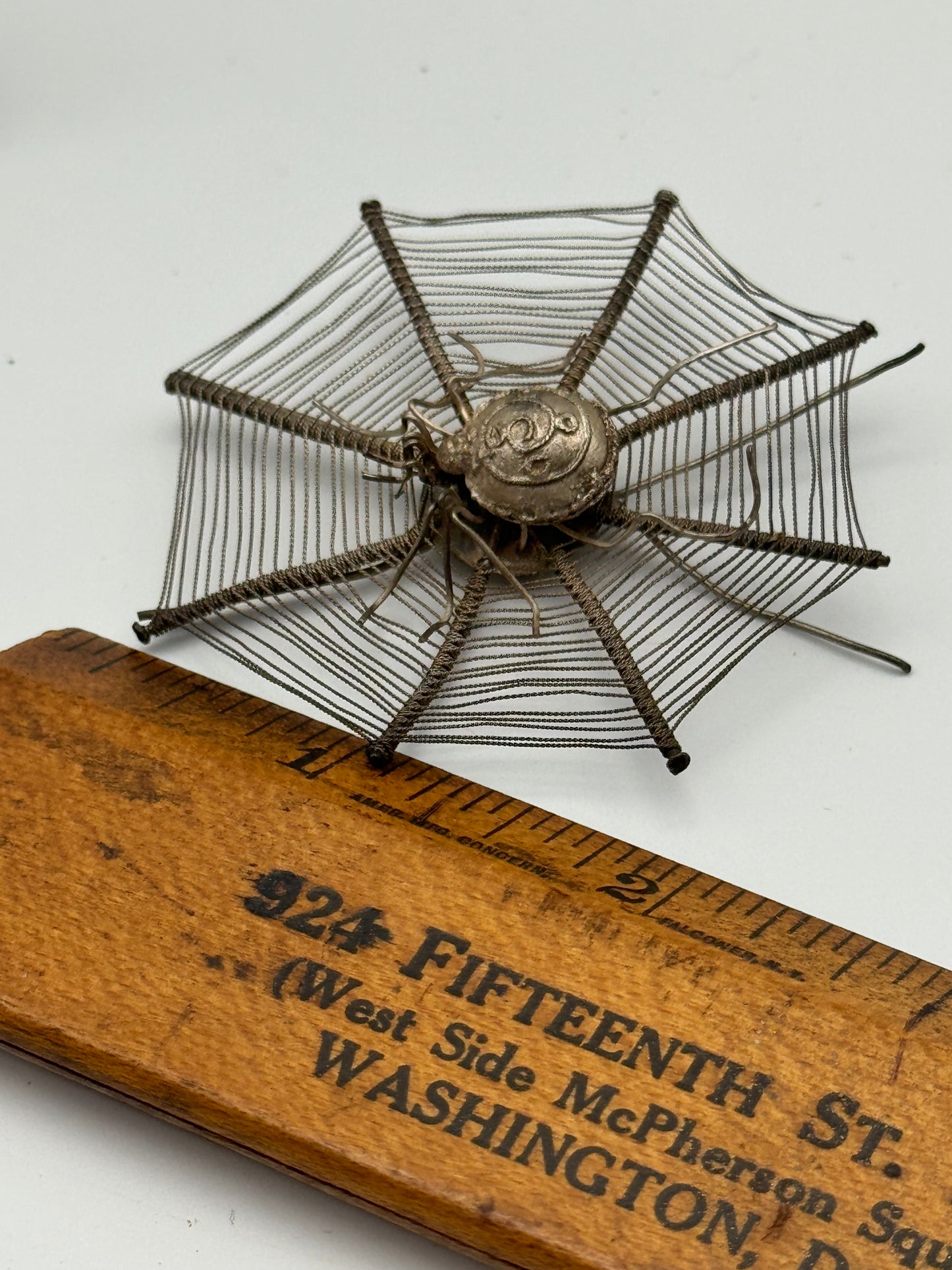 Vintage Antique Set of 6 Silver Spiderweb Place Card Holders – Circa Early 20th Century – Unique Table Decor (SET-C)