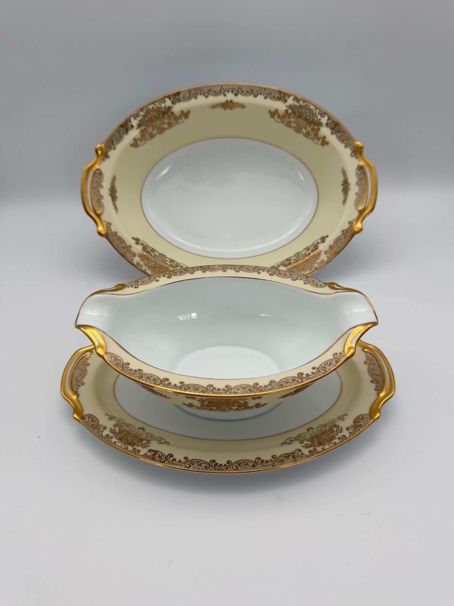 Noritake “Mayfield” Gravy Boat & Vegetable Bowl 10” Set