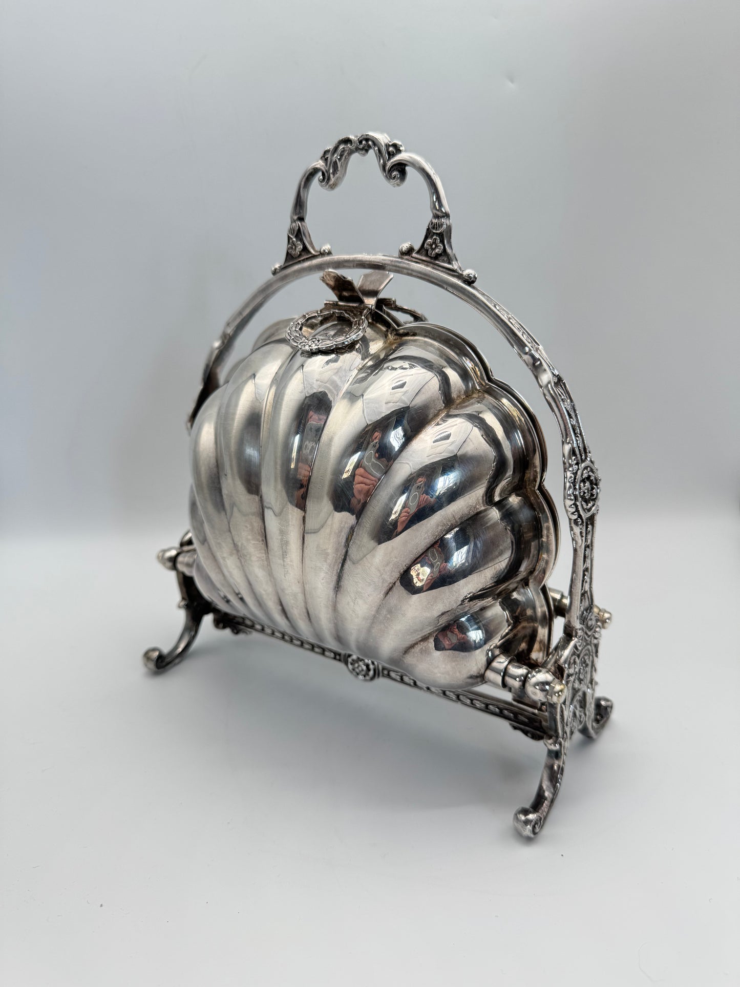 Waiting LIST ITEM‼️ Silver-plate Double Shell Biscuit Box Victorian STYLE FB Roger’s