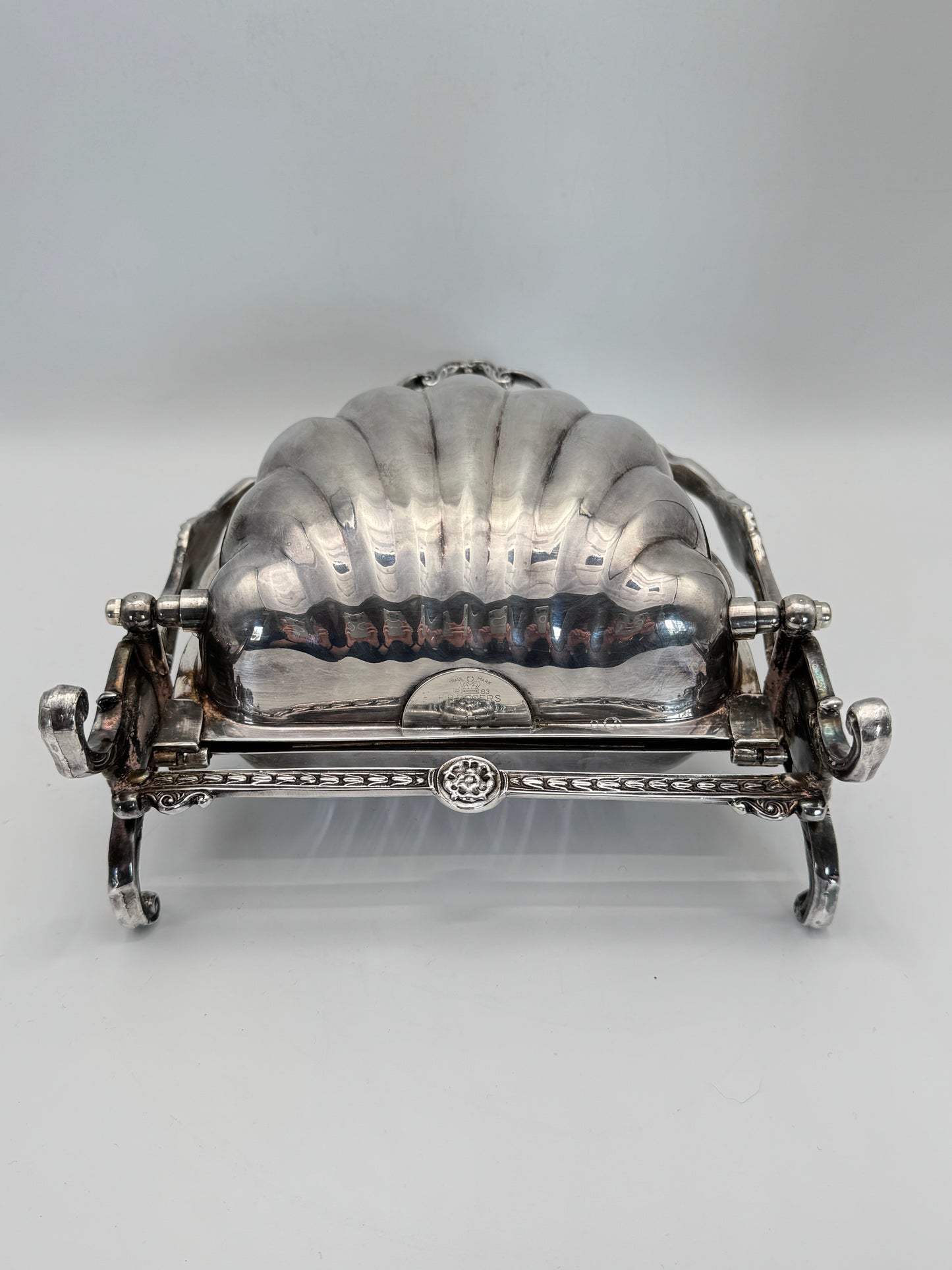 Waiting LIST ITEM‼️ Silver-plate Double Shell Biscuit Box Victorian STYLE FB Roger’s