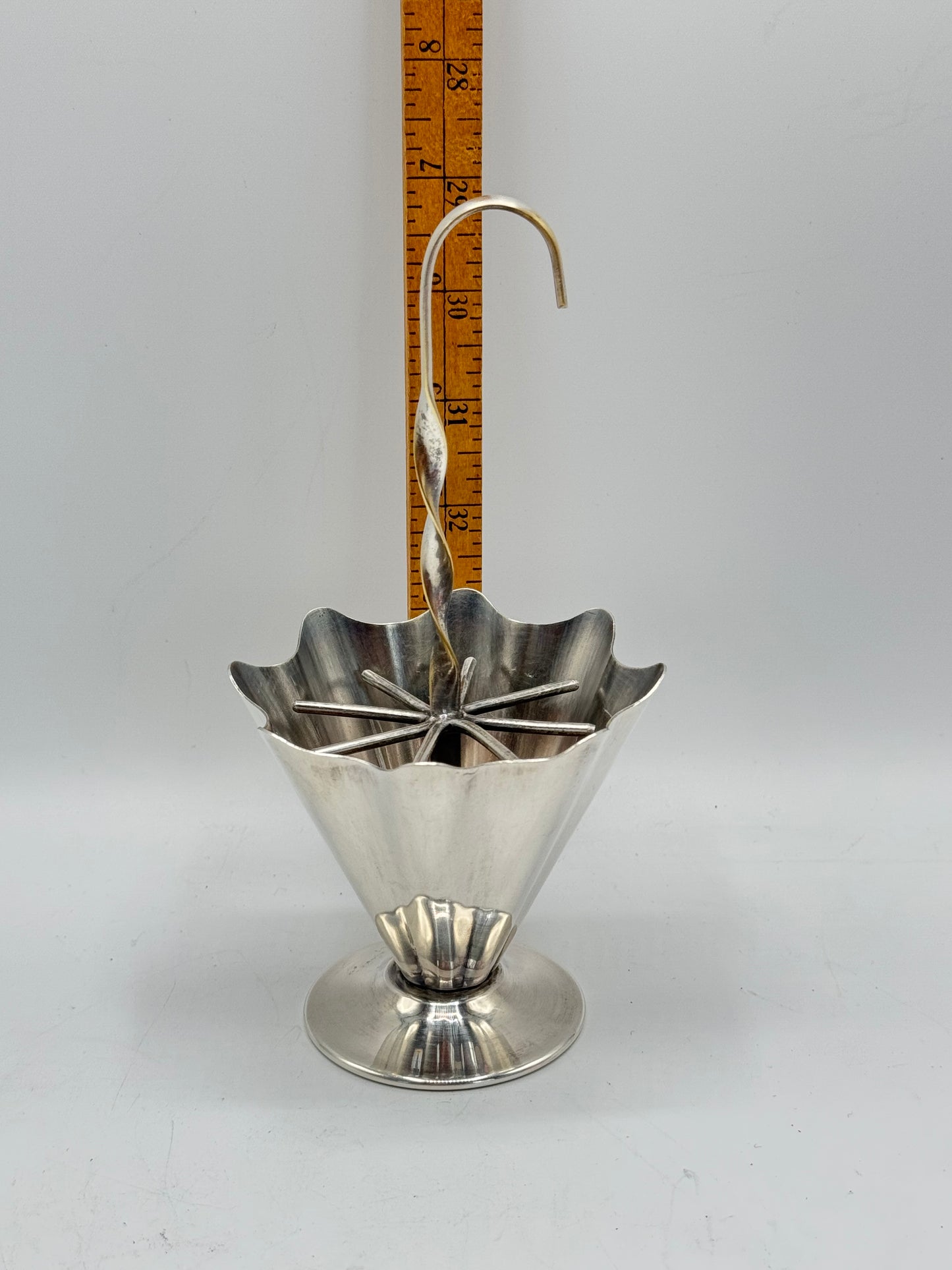 Vintage Umbrella Silverplate Cocktail Fork Pick Straw Holder Made In England