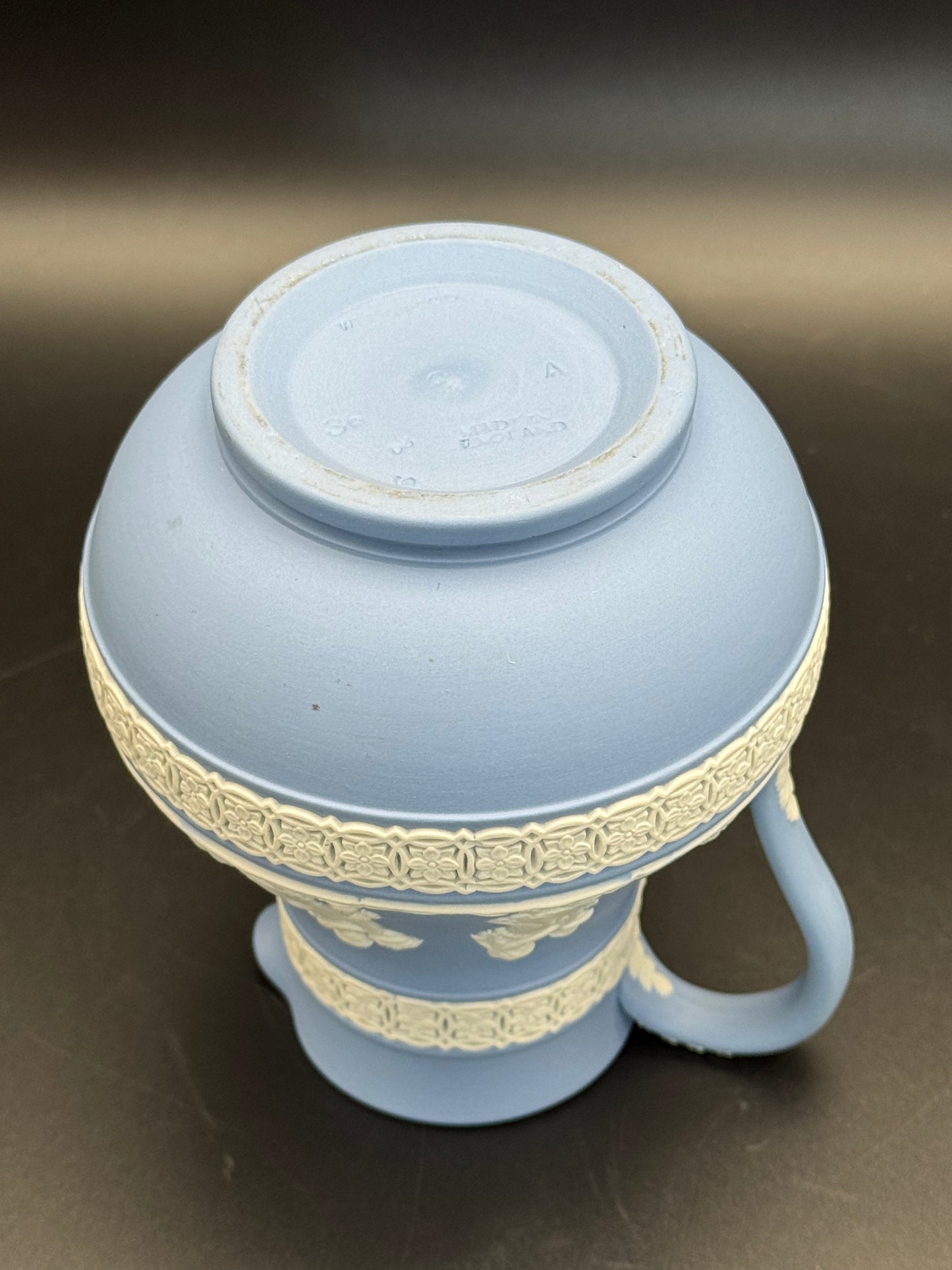 Vintage Blue Wedgwood Jasperware Neoclassical Scene 5" Pitcher SIGNED Wedgwood