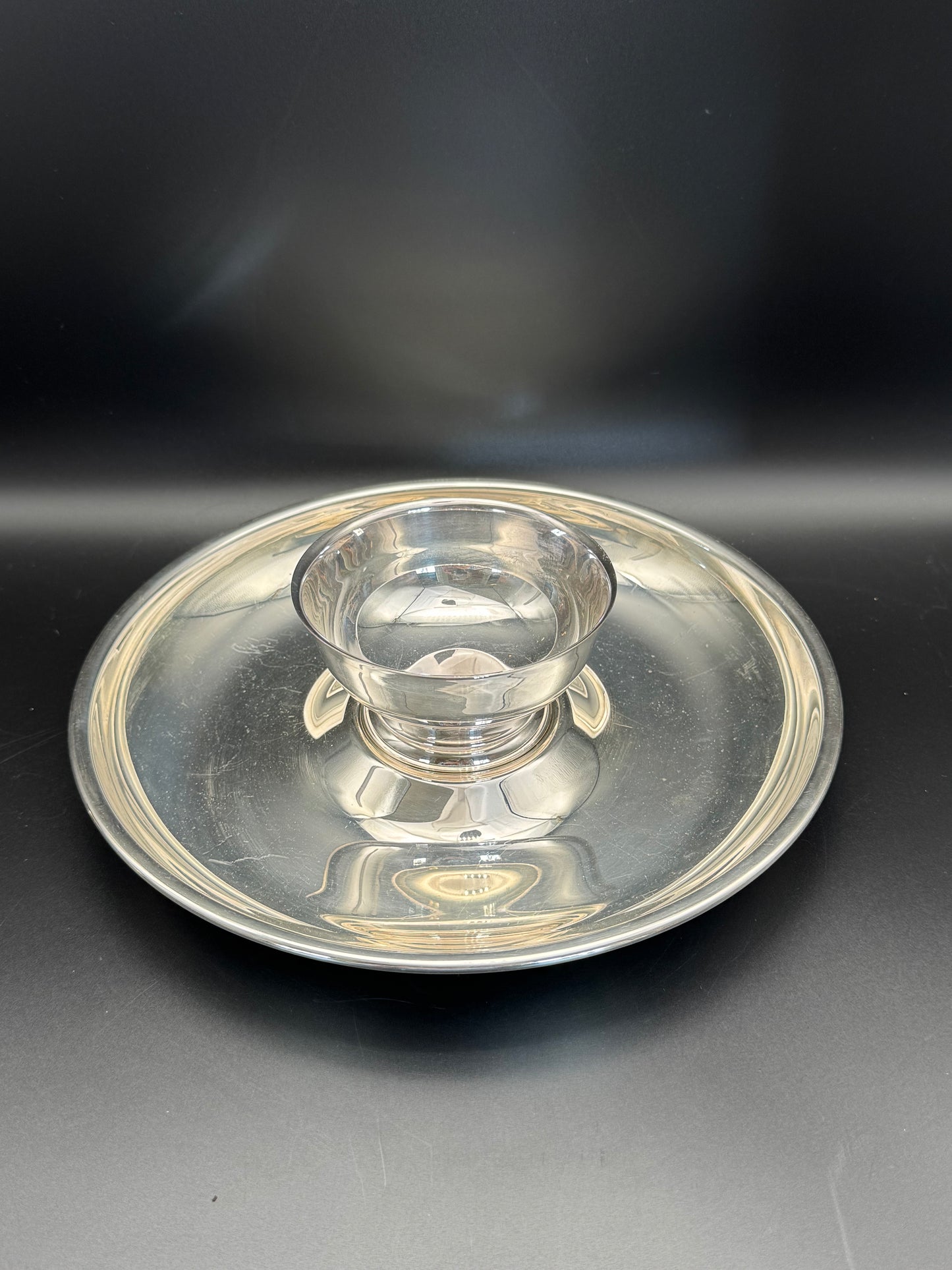 Vintage Silverplate Chip & Dip Set 2 Pieces ESTATE FIND