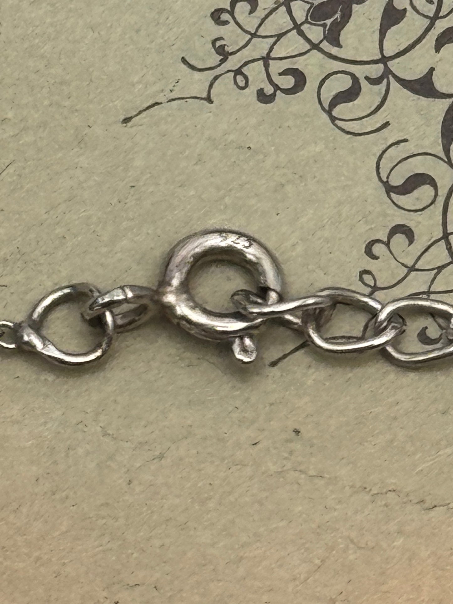 Large Green Amethyst Sterling Pendant circa 21” Long Delicate Sterling Chain